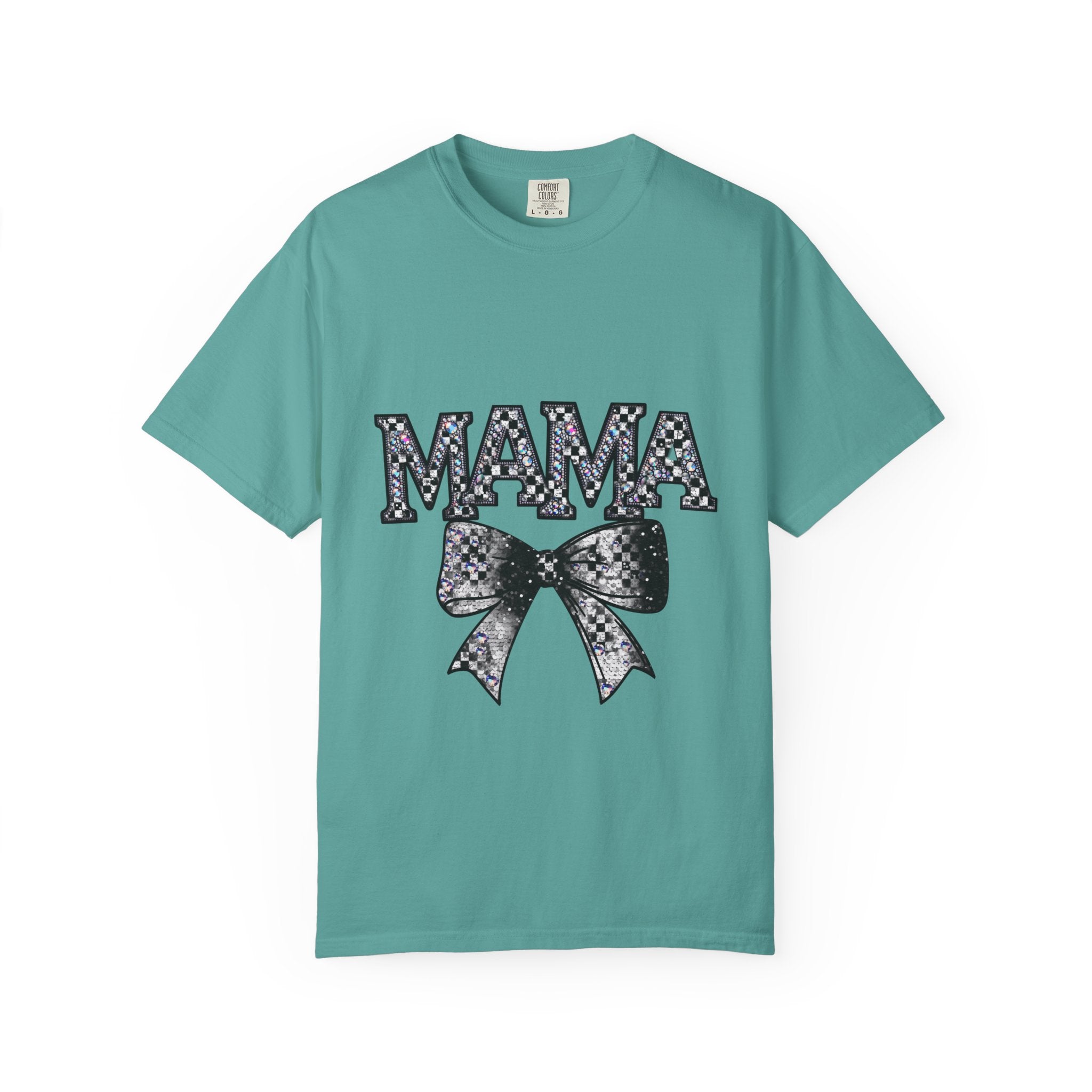 Mama Bow T-Shirt — Glitter Leopard Print "MAMA" Graphic Tee