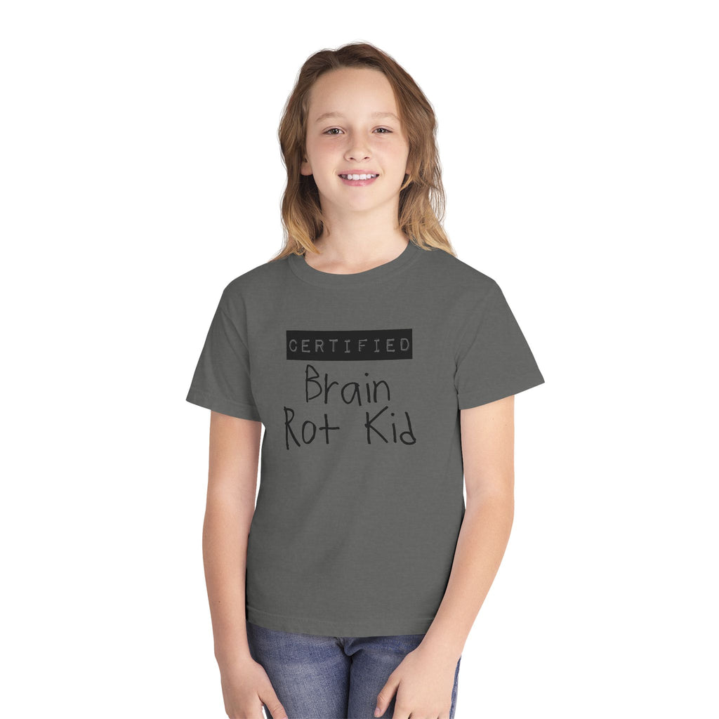 Youth T‑Shirt “Certified Brain Rot Kid” Graphic Tee — Funny Retro Handwritten Kids Shirt