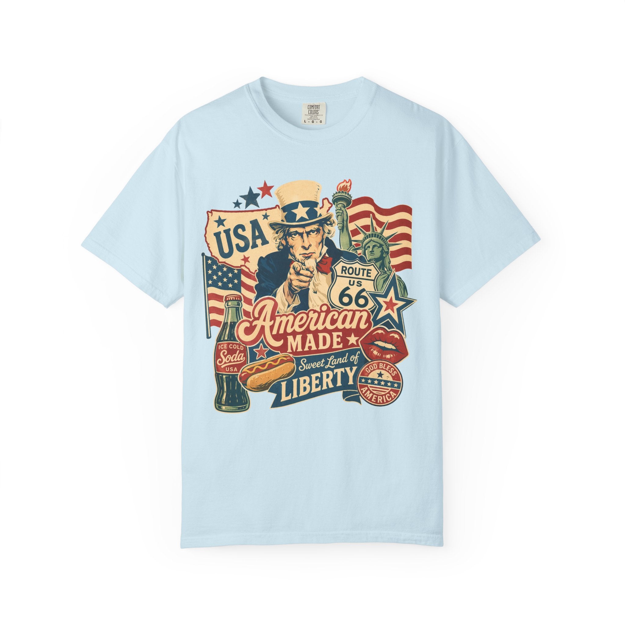 American Made Liberty T-Shirt — Vintage Uncle Sam Route 66 USA Graphic
