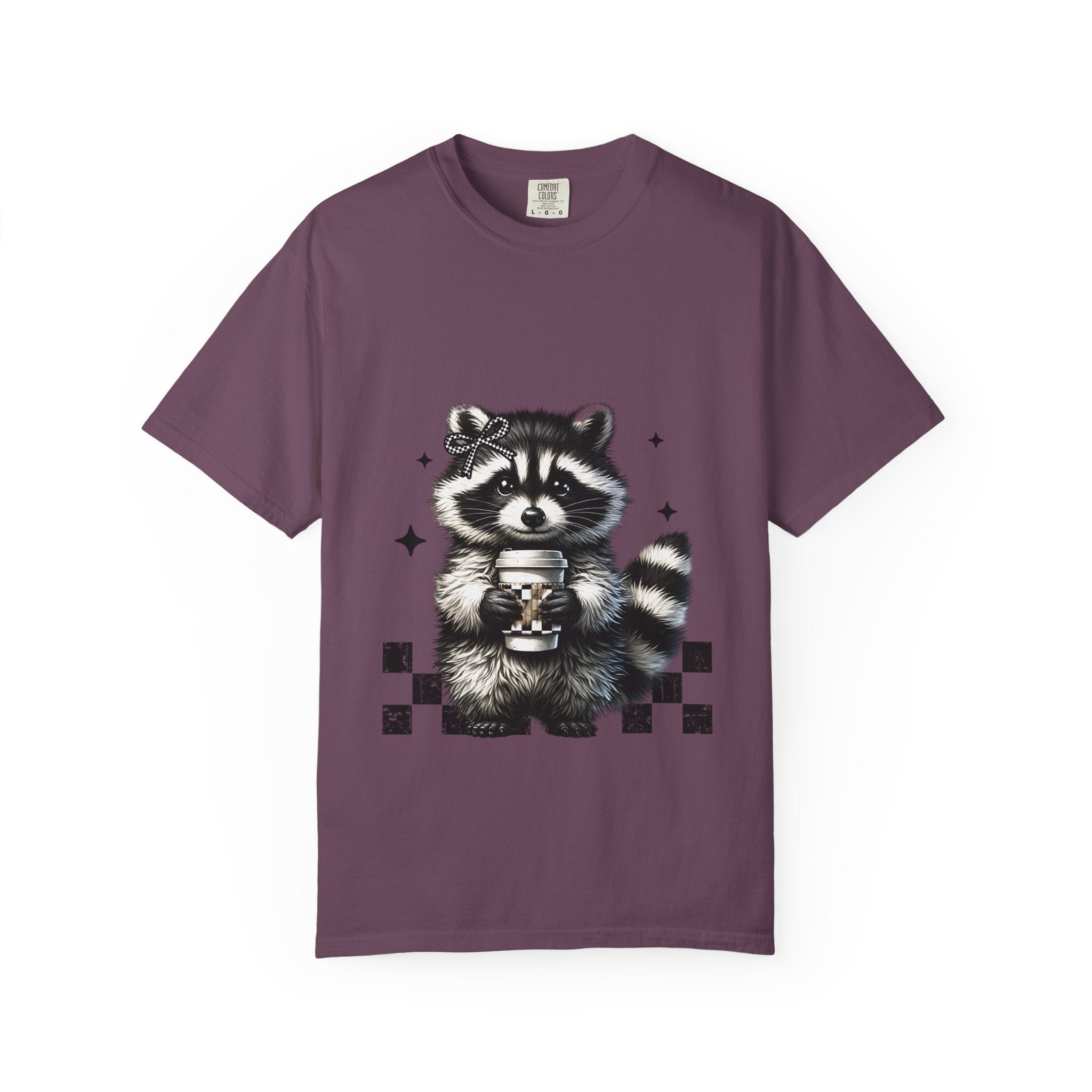 Raccoon Coffee Tee — Cute Holding Mug Graphic T-Shirt