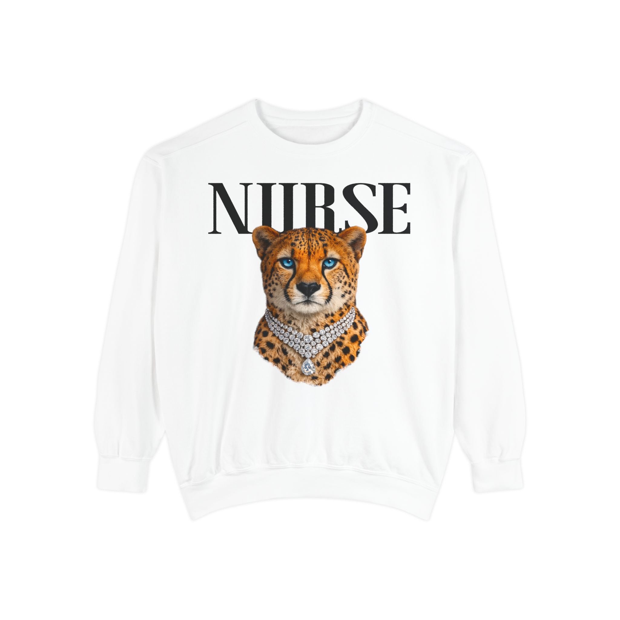 Nurse Cheetah Crewneck Sweatshirt — Fierce Nursing Pride Pullover