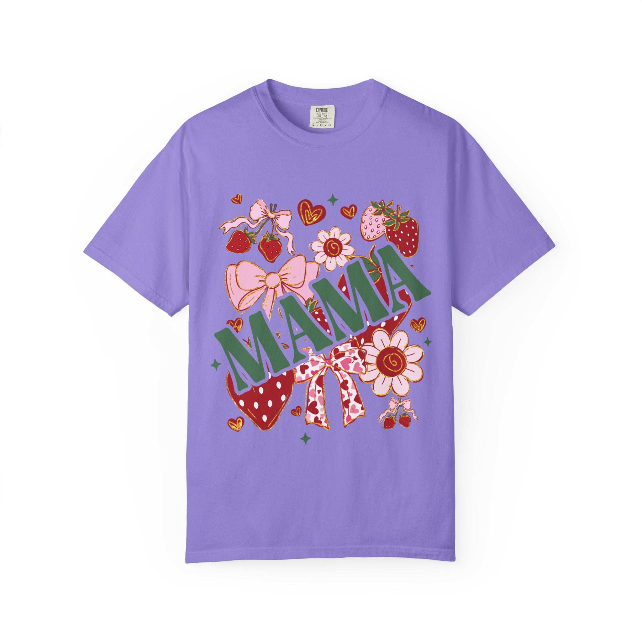Mama Floral T‑Shirt — Retro Strawberry & Flower Mom Tee for Mother's Day