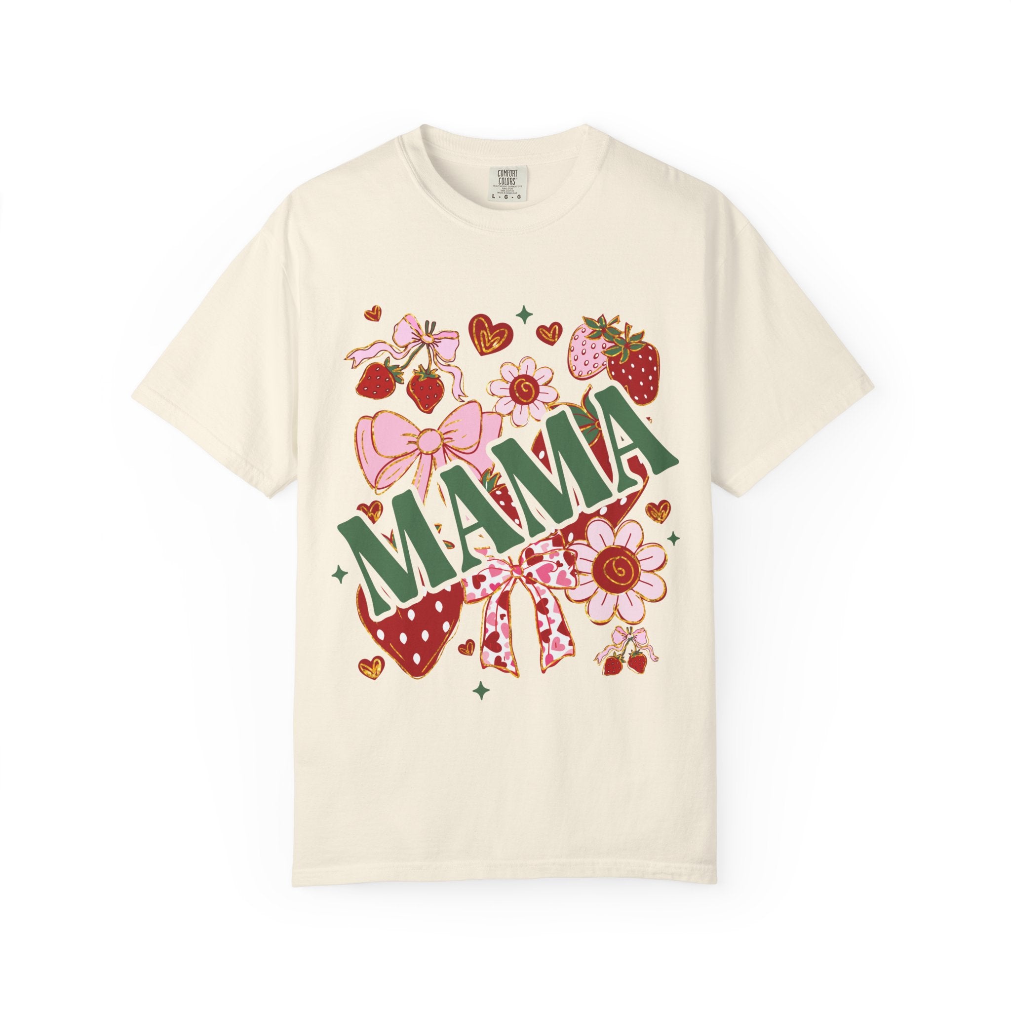 Mama Floral T‑Shirt — Retro Strawberry & Flower Mom Tee for Mother's Day