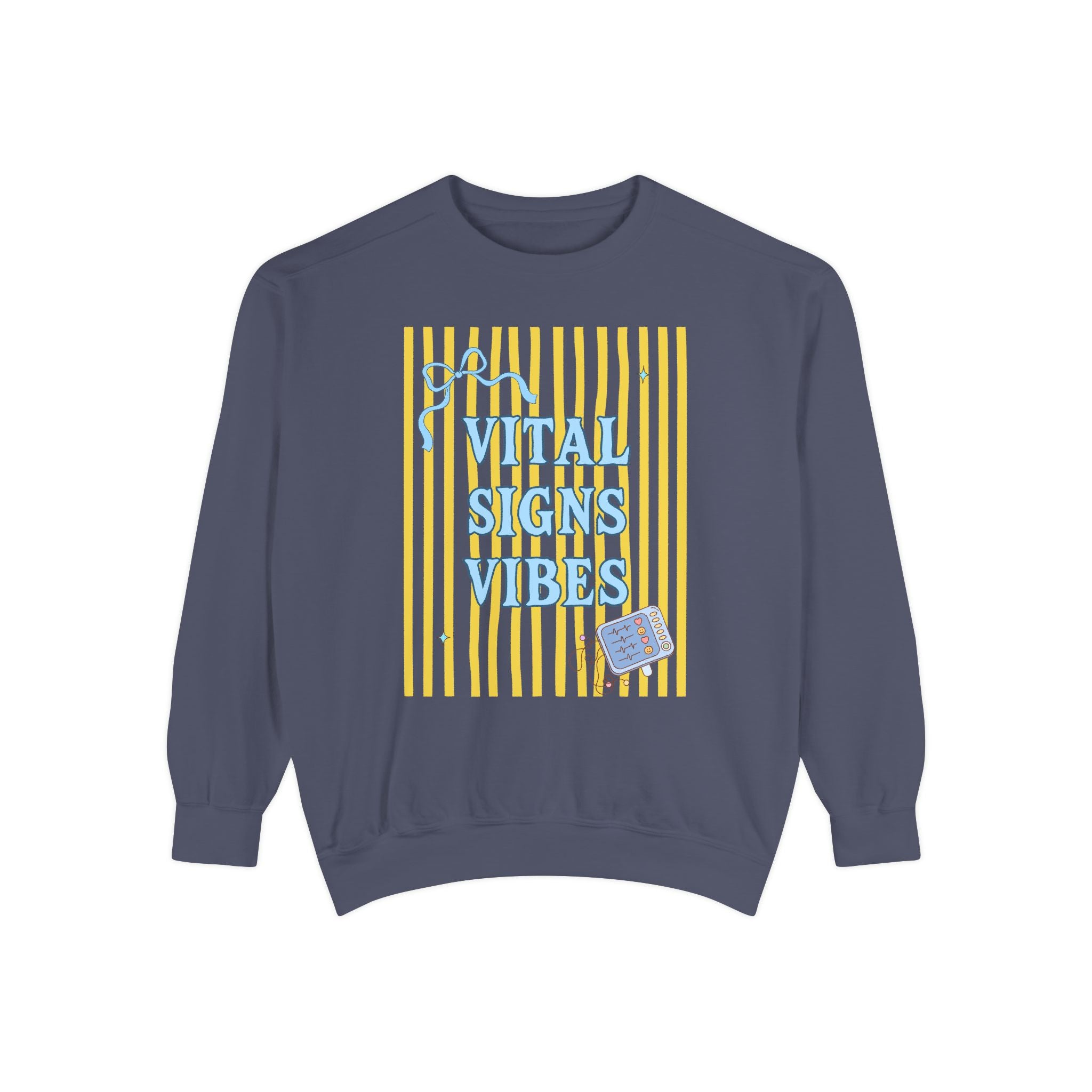 Vital Signs Vibes Sweatshirt — Retro Stripe Graphic Crewneck