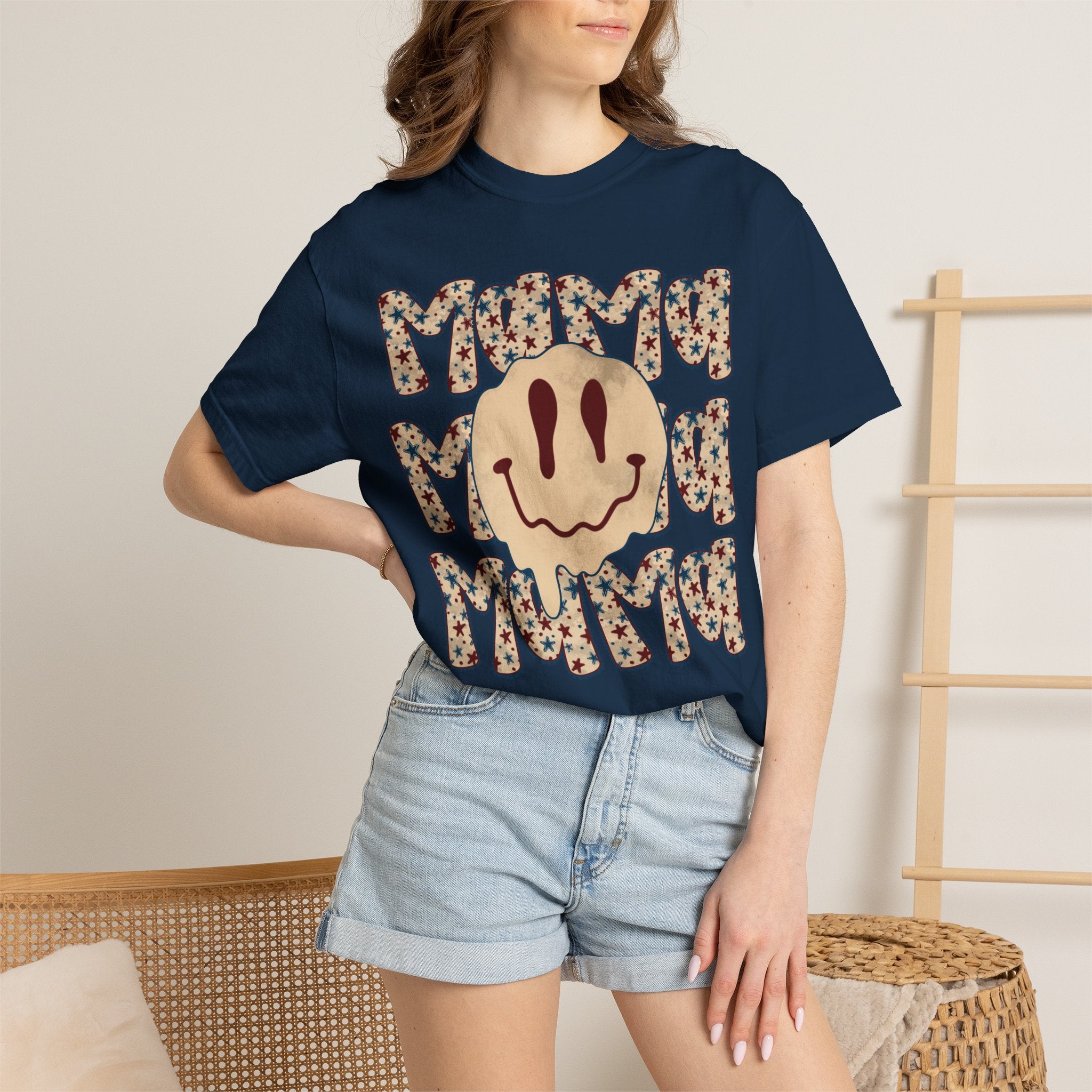 Retro Happy Face 'Mmmm' Floral Graphic T-Shirt
