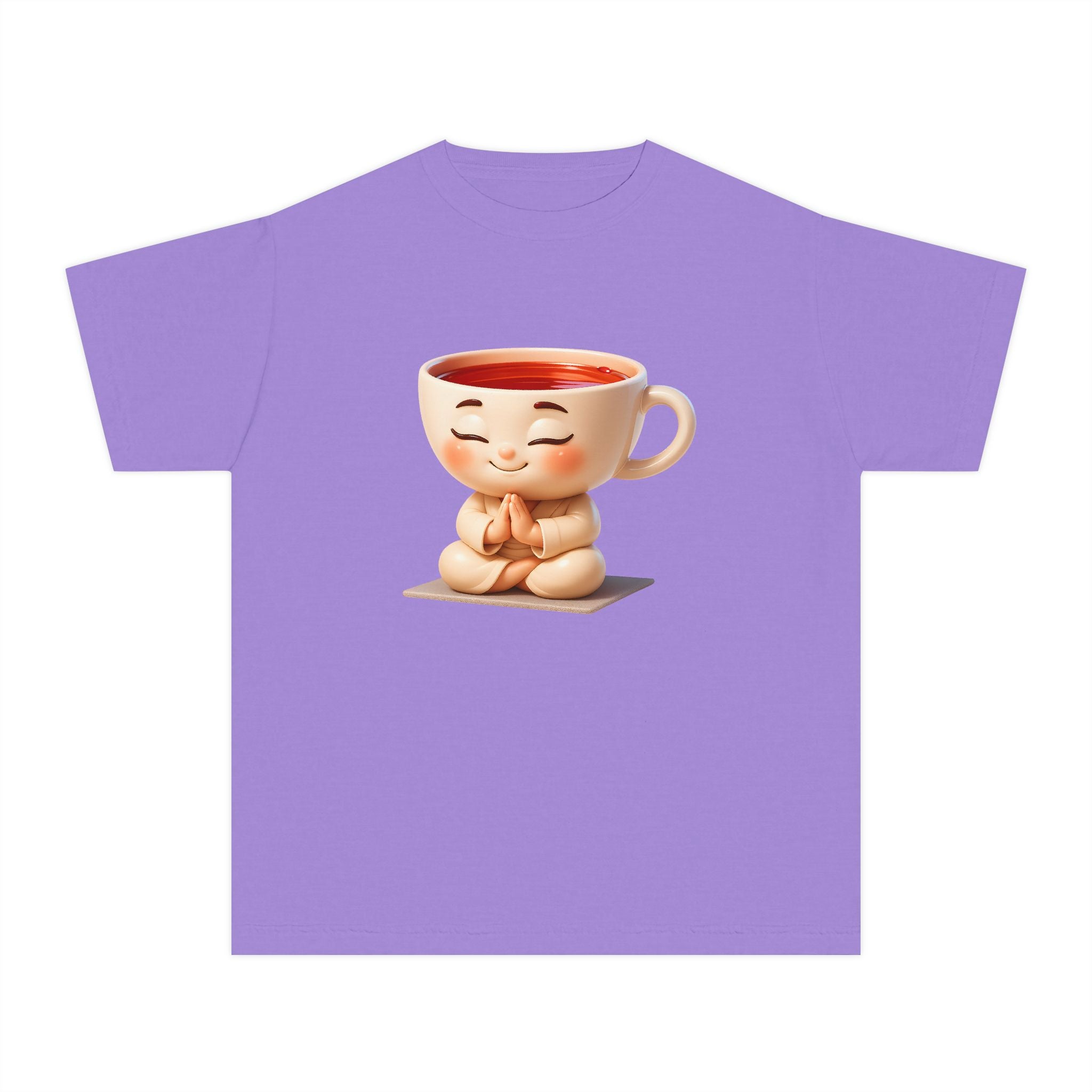 Youth Tee — Cute Meditating Teacup Cartoon Shirt for Kids