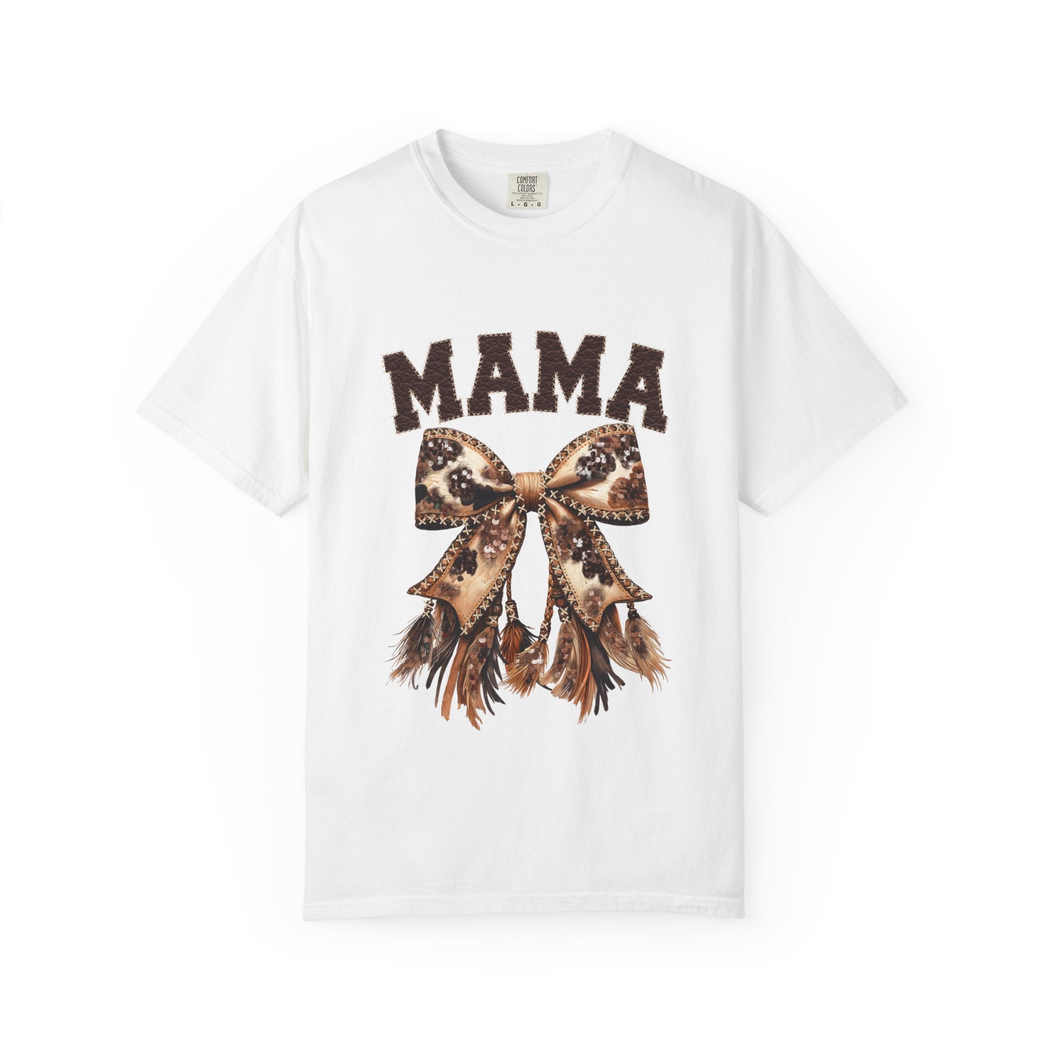 Mama Leopard Bow T‑Shirt – Floral Fringe Mom Tee