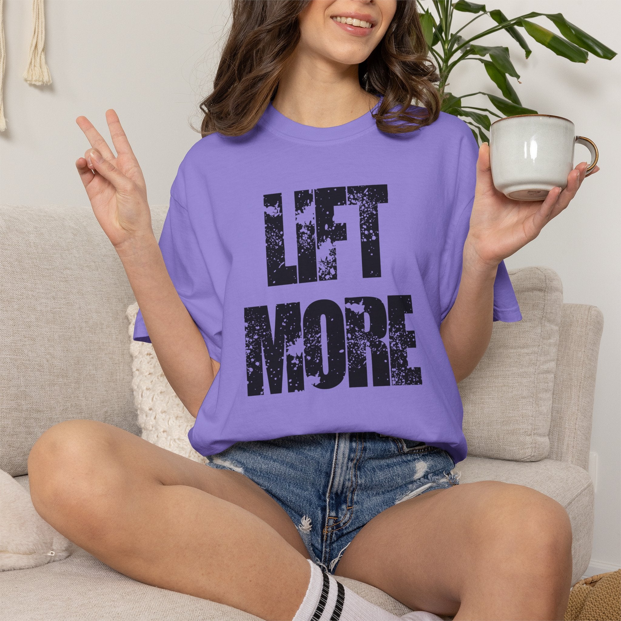 Lift More T-Shirt — Distressed Fitness Workout Tee for Weightlifters