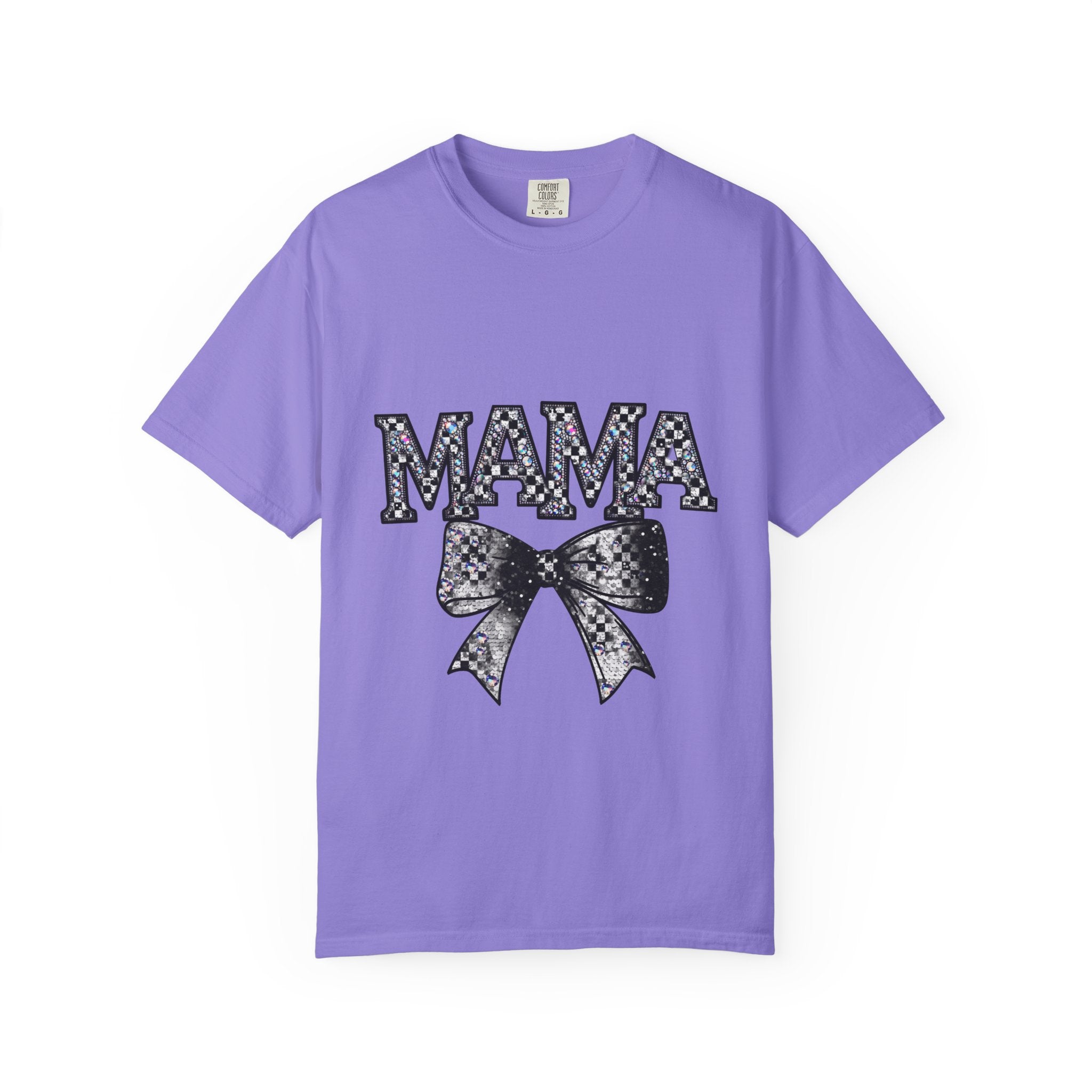 Mama Bow T-Shirt — Glitter Leopard Print "MAMA" Graphic Tee