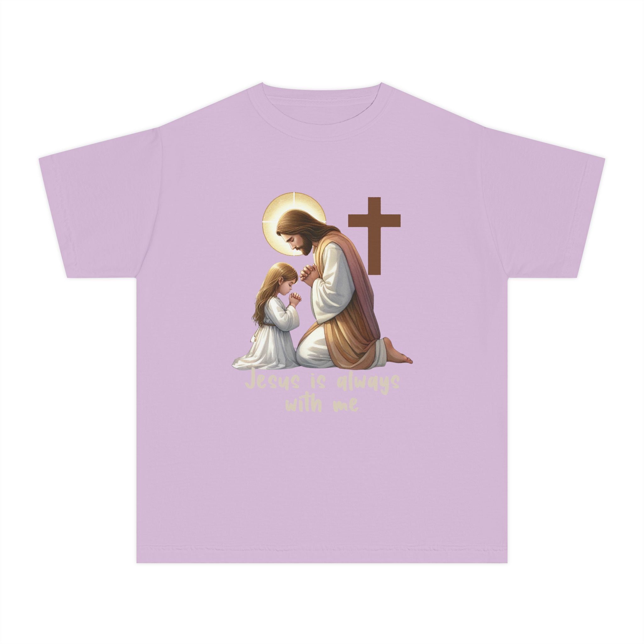 Youth Tee — "Jesus is Always With Me" Christian Prayer Kids T-Shirt