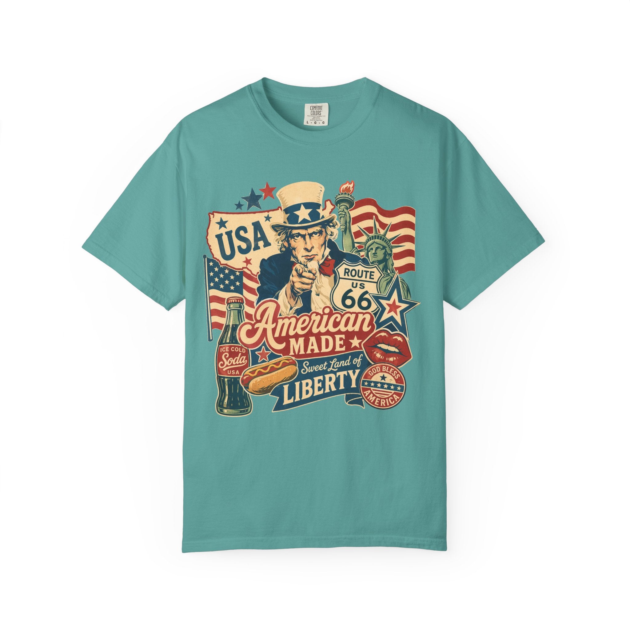 American Made Liberty T-Shirt — Vintage Uncle Sam Route 66 USA Graphic
