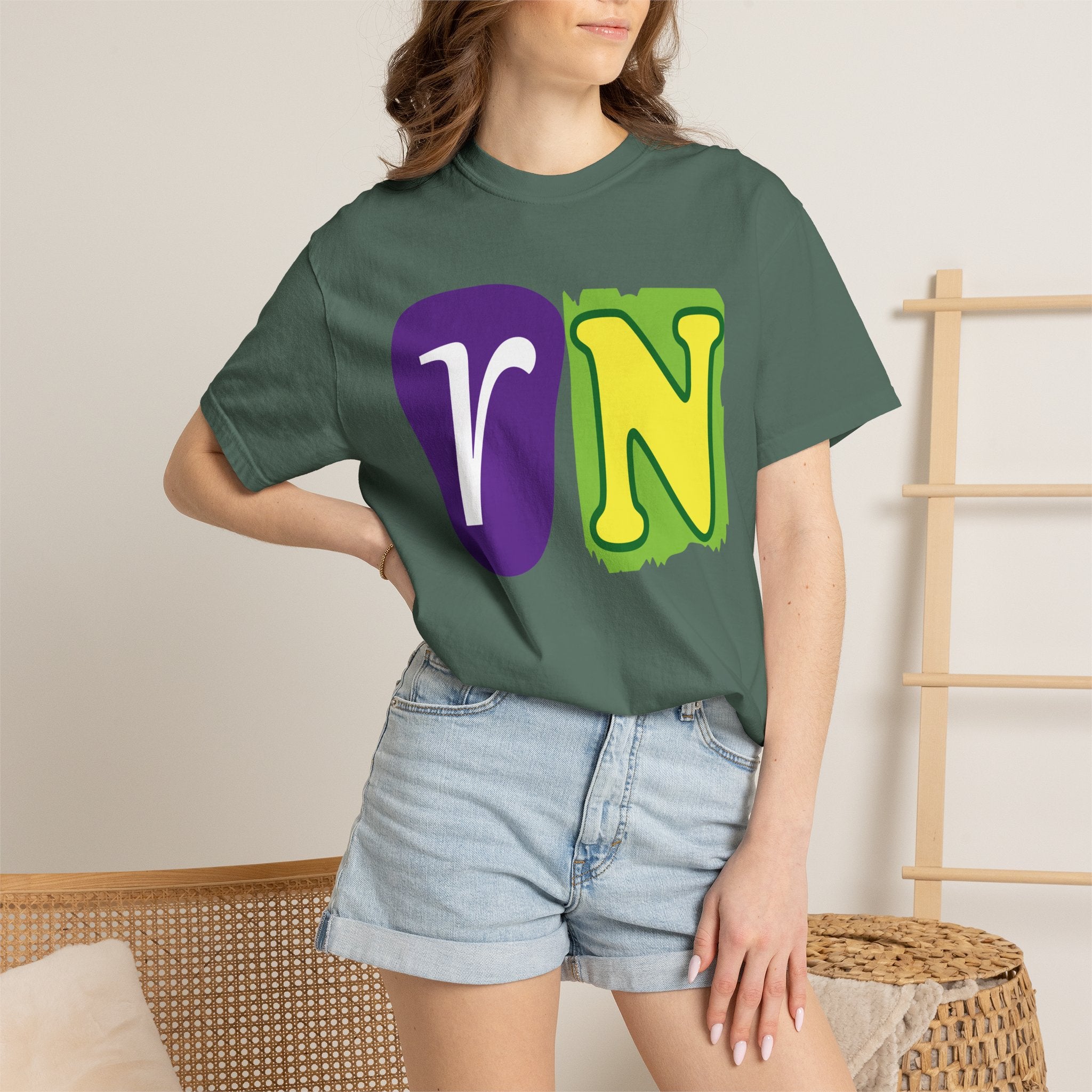RN Block Letter T-Shirt — Playful Color-Block Initial Tee