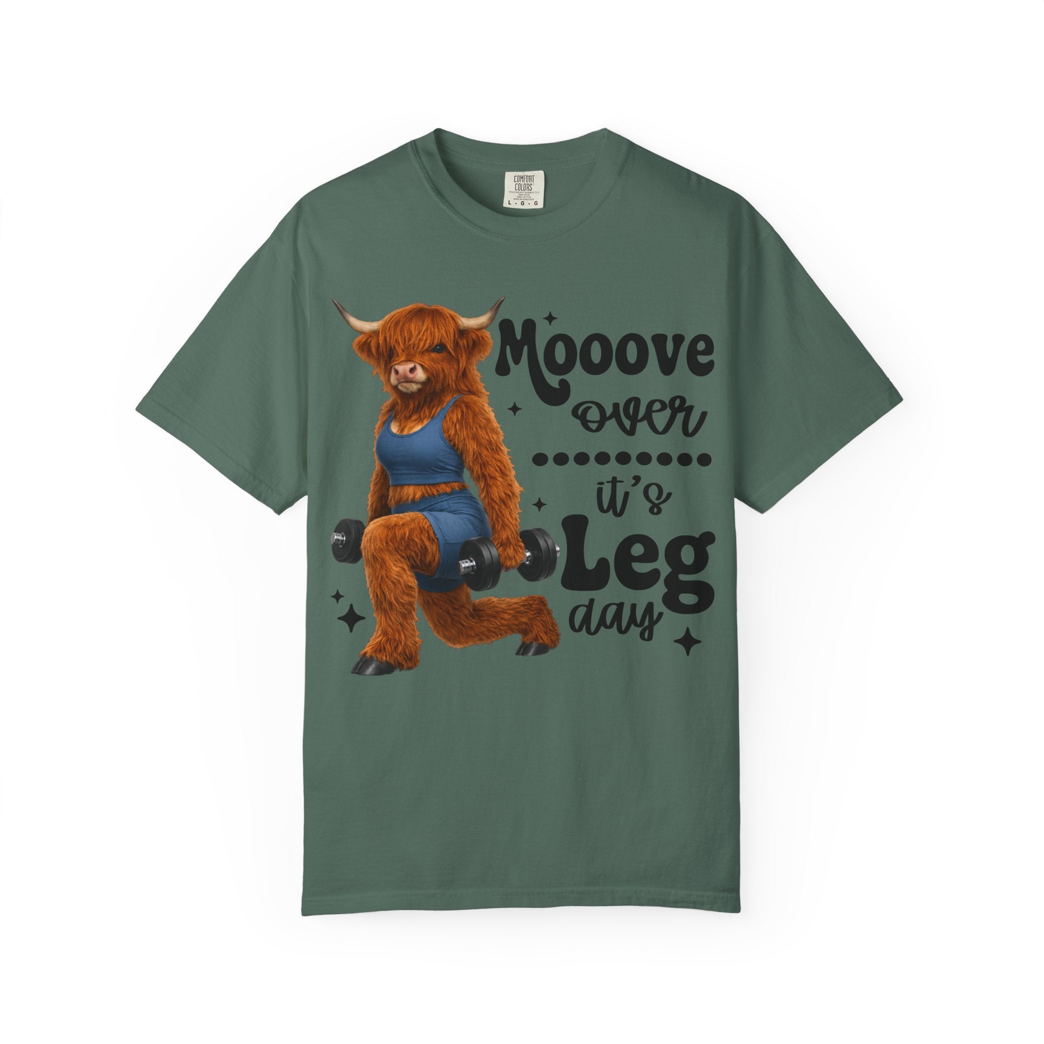 Leg Day Cow Graphic T-Shirt — "Mooove Over It's Leg Day" Funny Gym Tee
