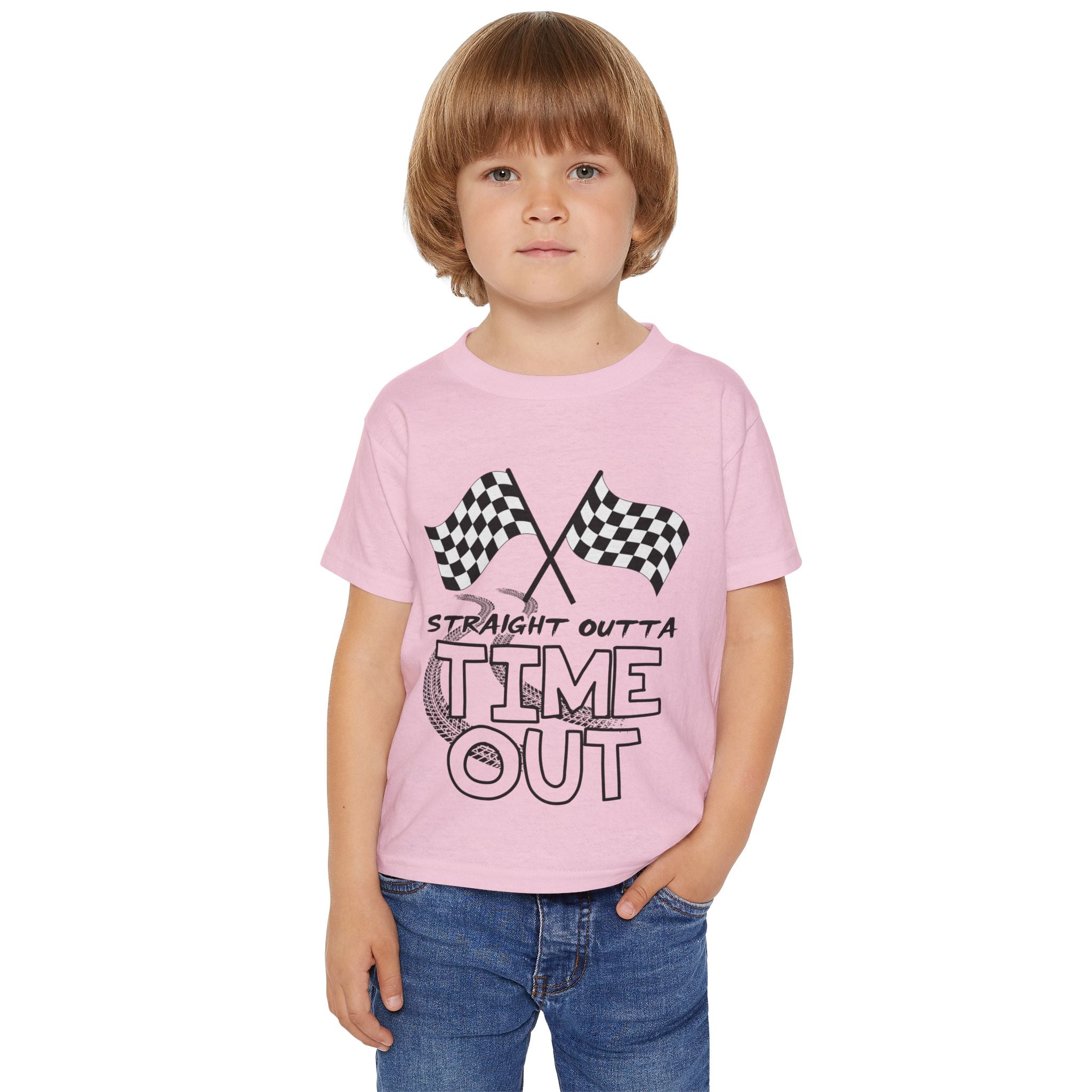 Toddler T-Shirt — "Straight Outta Time Out" Racing Flag Kids Tee