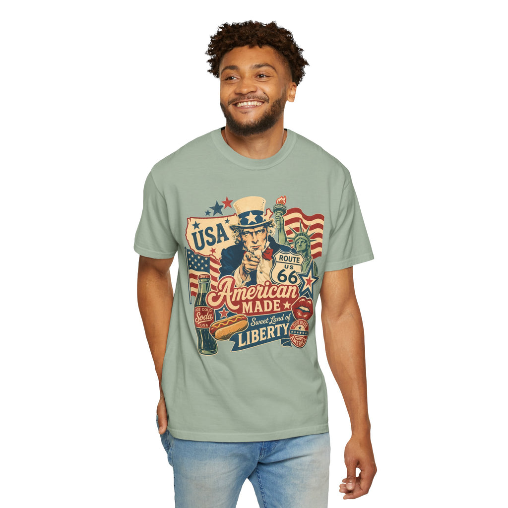 American Made Liberty T-Shirt — Vintage Uncle Sam Route 66 USA Graphic