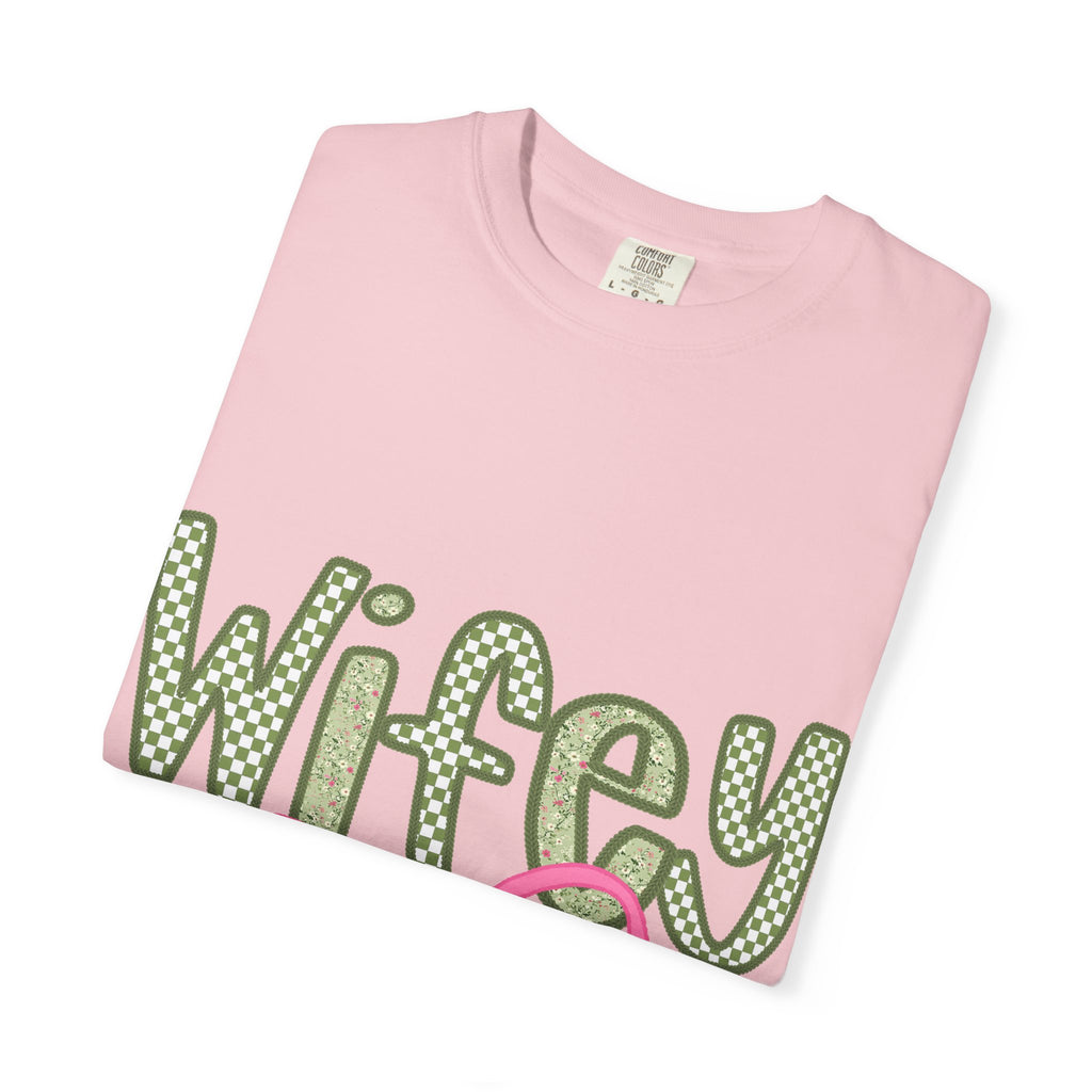 Wifey Graphic T-Shirt — Cute Polka Dot Text with Pink Bow