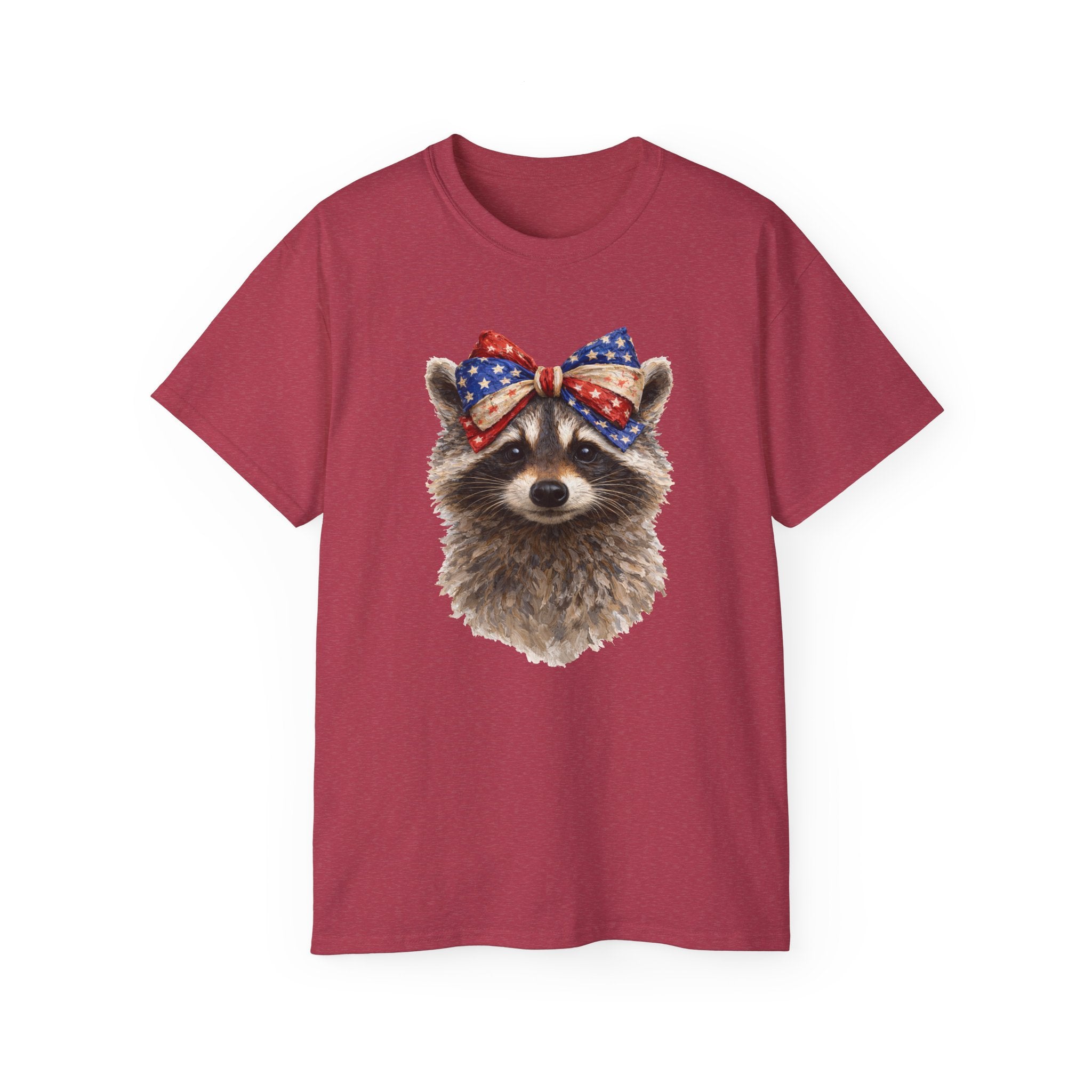Raccoon with American Flag Bow Tee