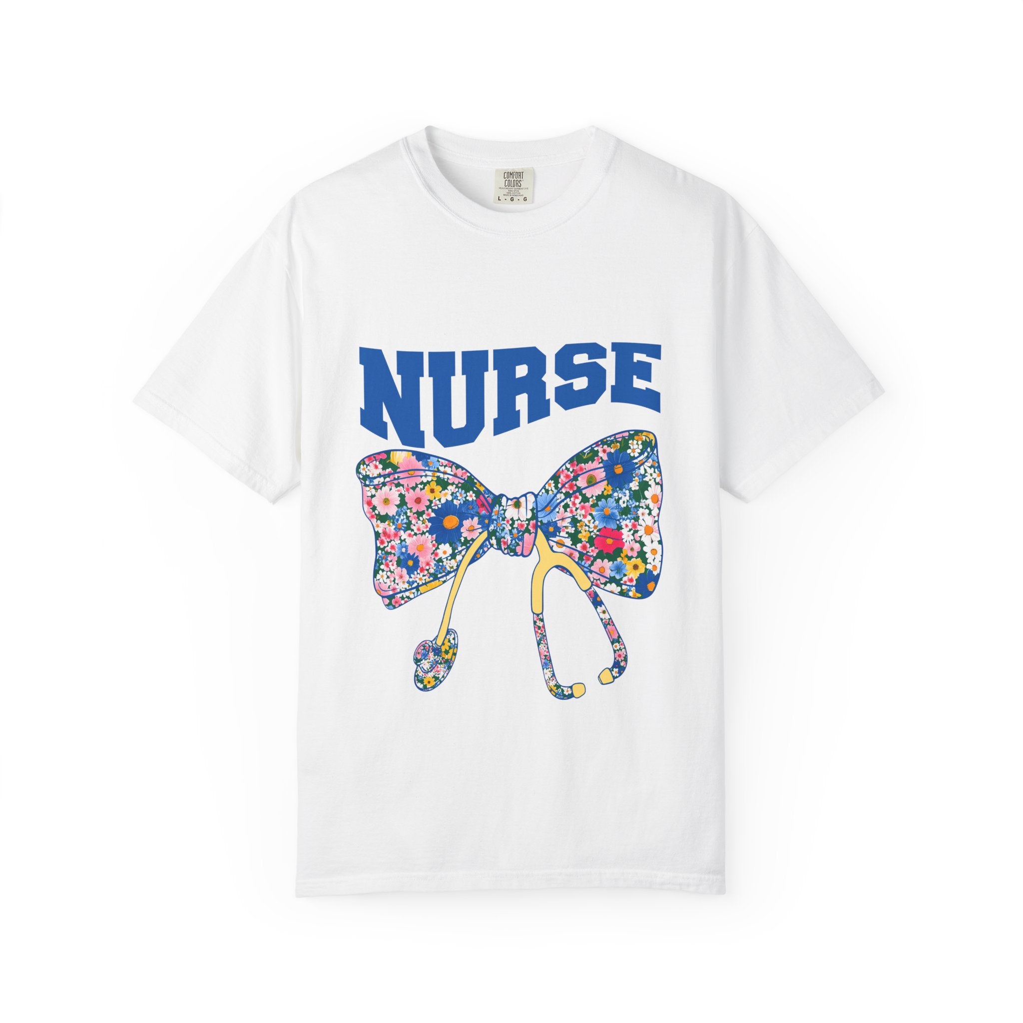 Nurse Floral Stethoscope T-Shirt — Floral Bow & Stethoscope Nurse Tee