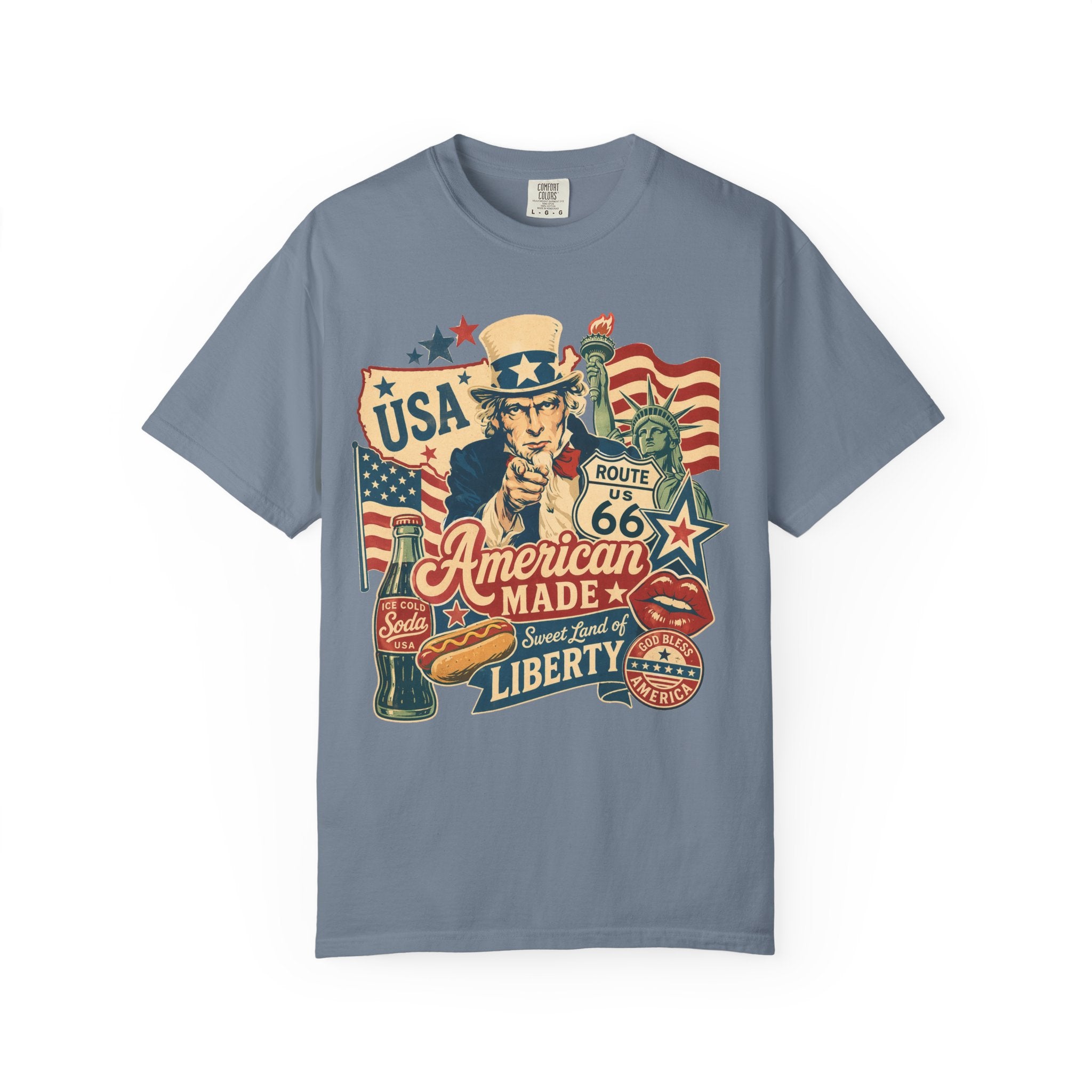 American Made Liberty T-Shirt — Vintage Uncle Sam Route 66 USA Graphic