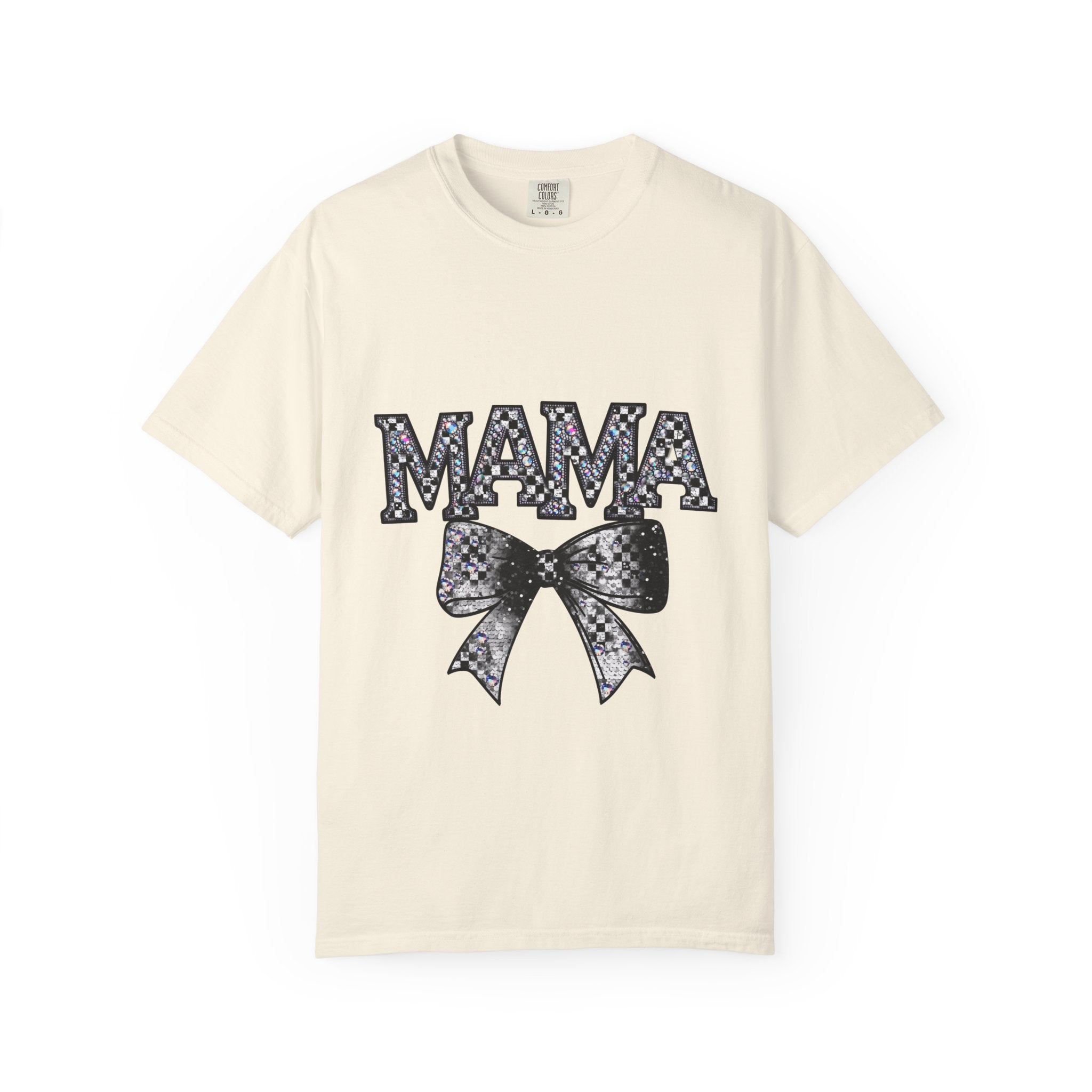 Mama Bow T-Shirt — Glitter Leopard Print "MAMA" Graphic Tee