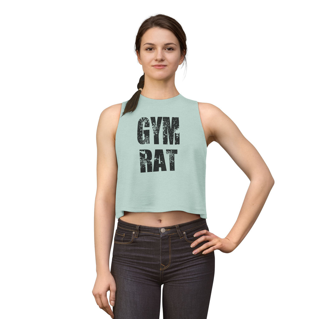 Gym Rat Women's Crop Top — Distressed Fitness Tank for Workout & Gym Lovers