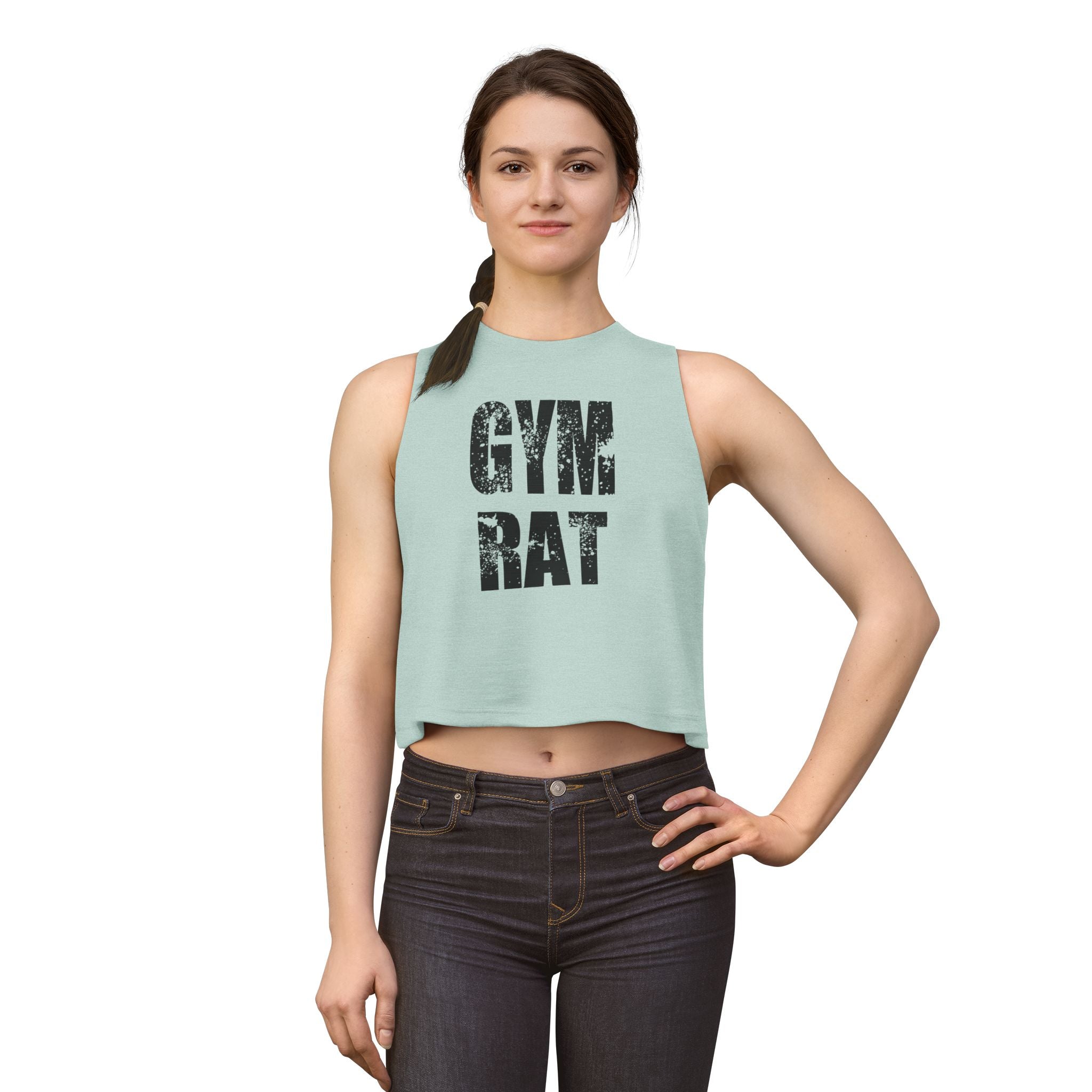 Gym Rat Women's Crop Top — Distressed Fitness Tank for Workout & Gym Lovers