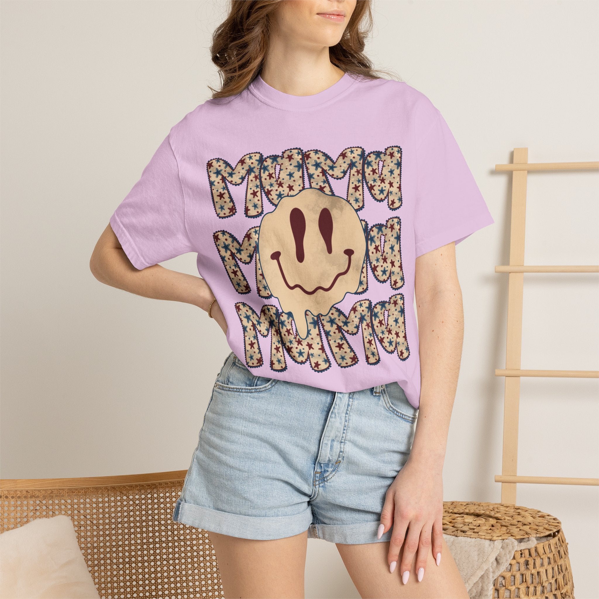 Retro Happy Face 'Mmmm' Floral Graphic T-Shirt
