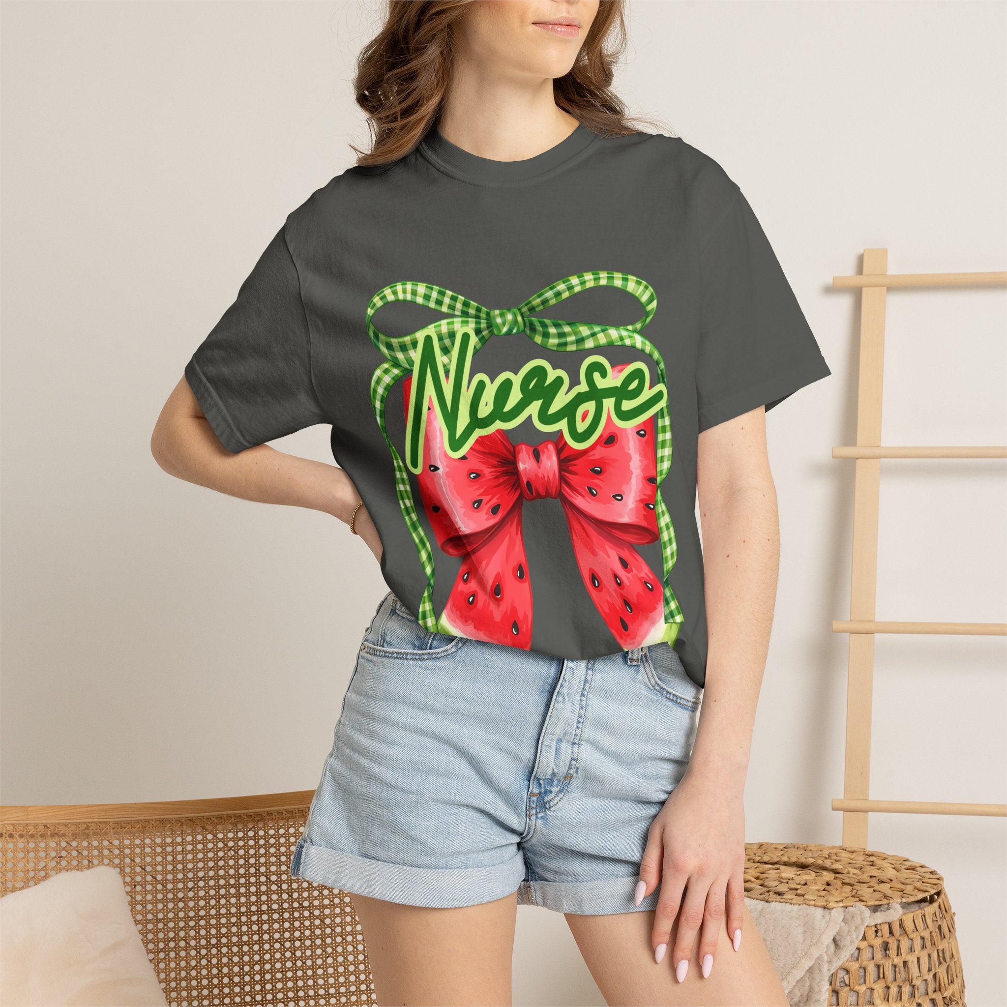 Nurse Watermelon Bow T-Shirt — Cute Summer Nurse Gift