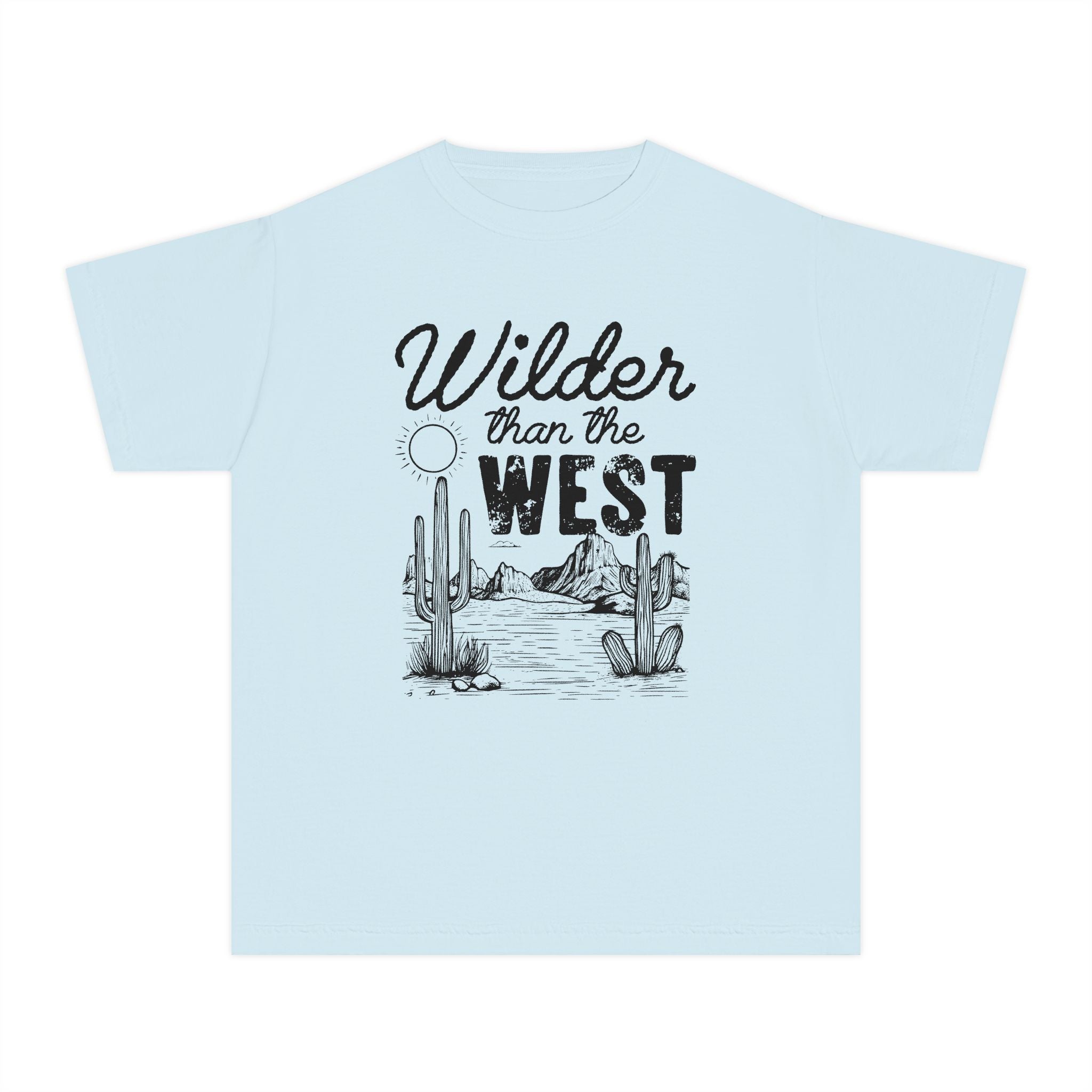 Youth Tee — "Wilder Than The West" Desert Cactus Graphic