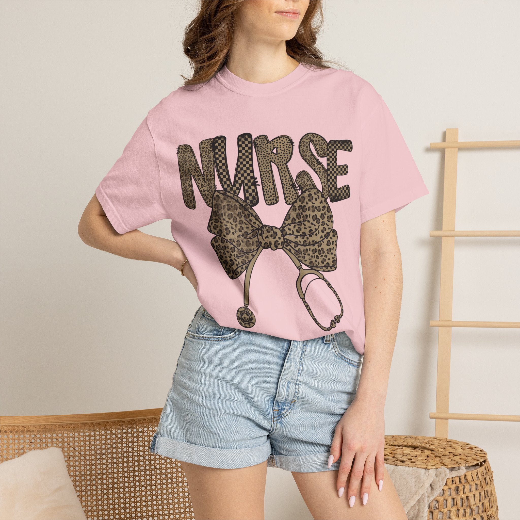 Nurse Leopard Print Stethoscope T-Shirt