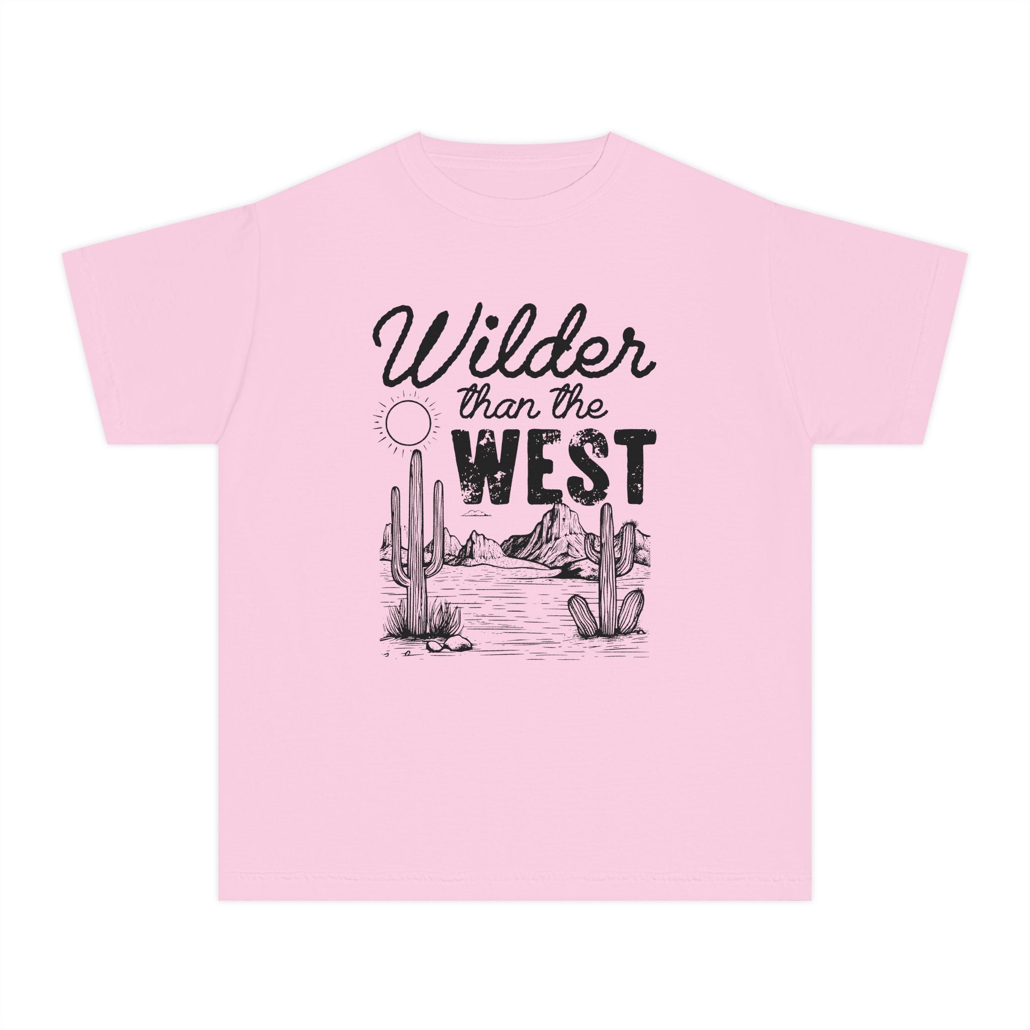 Youth Tee — "Wilder Than The West" Desert Cactus Graphic