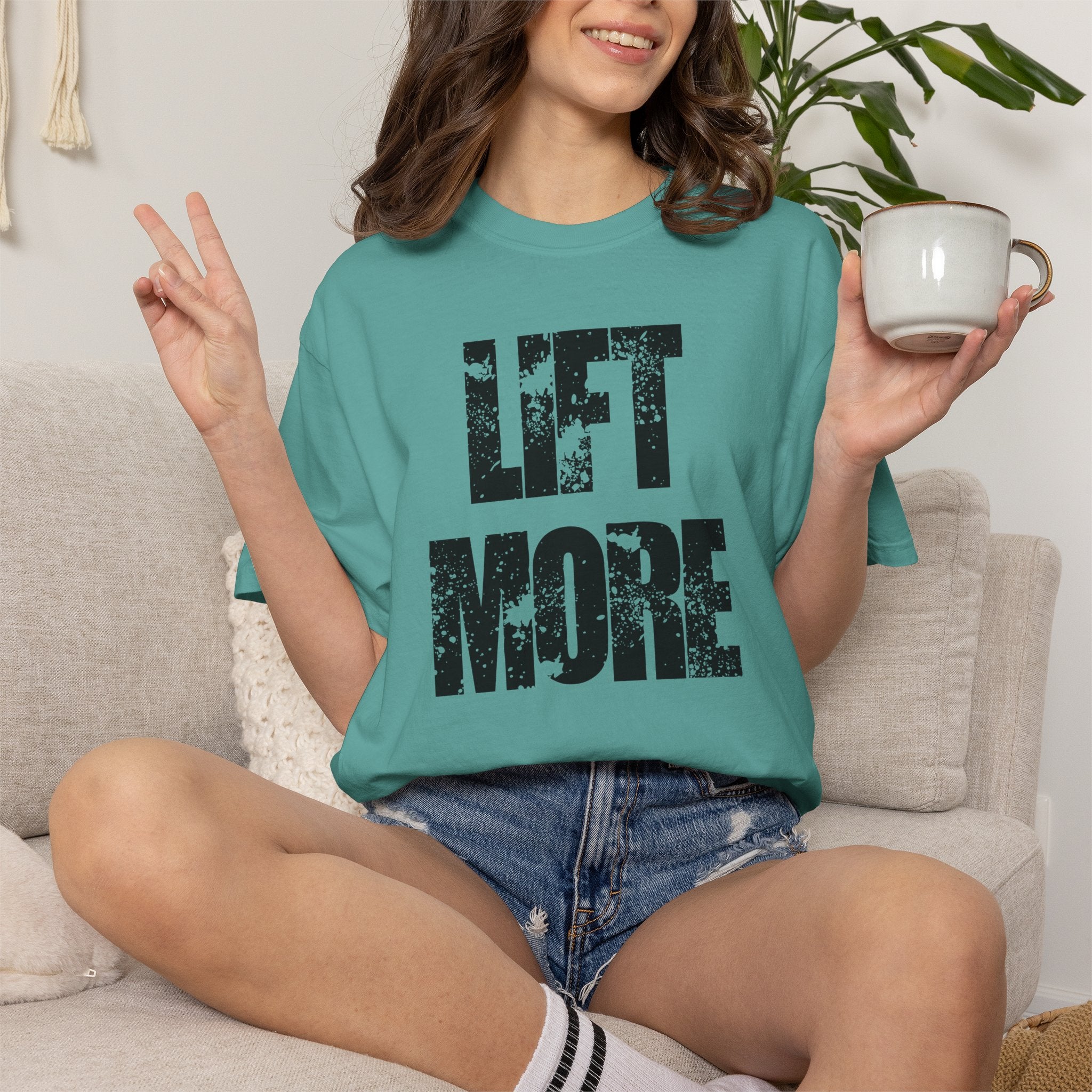 Lift More T-Shirt — Distressed Fitness Workout Tee for Weightlifters