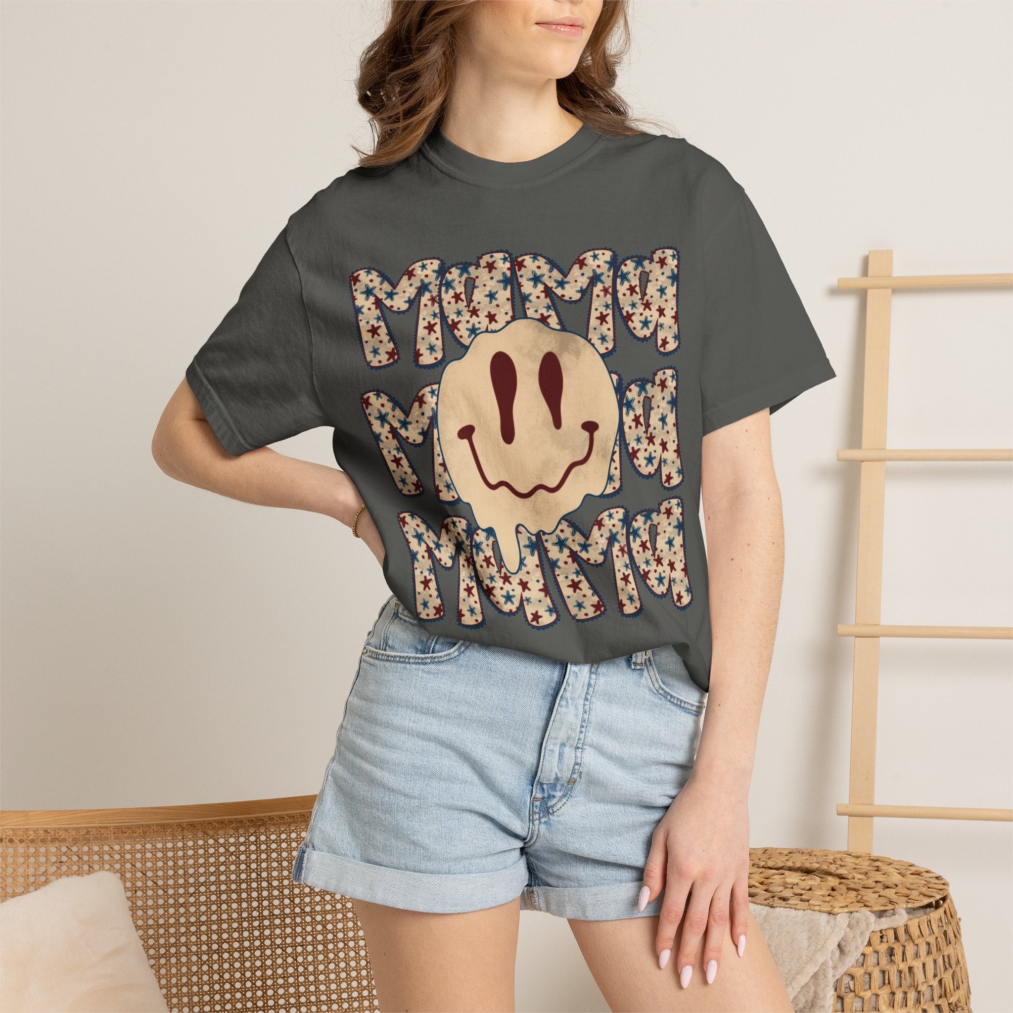 Retro Happy Face 'Mmmm' Floral Graphic T-Shirt