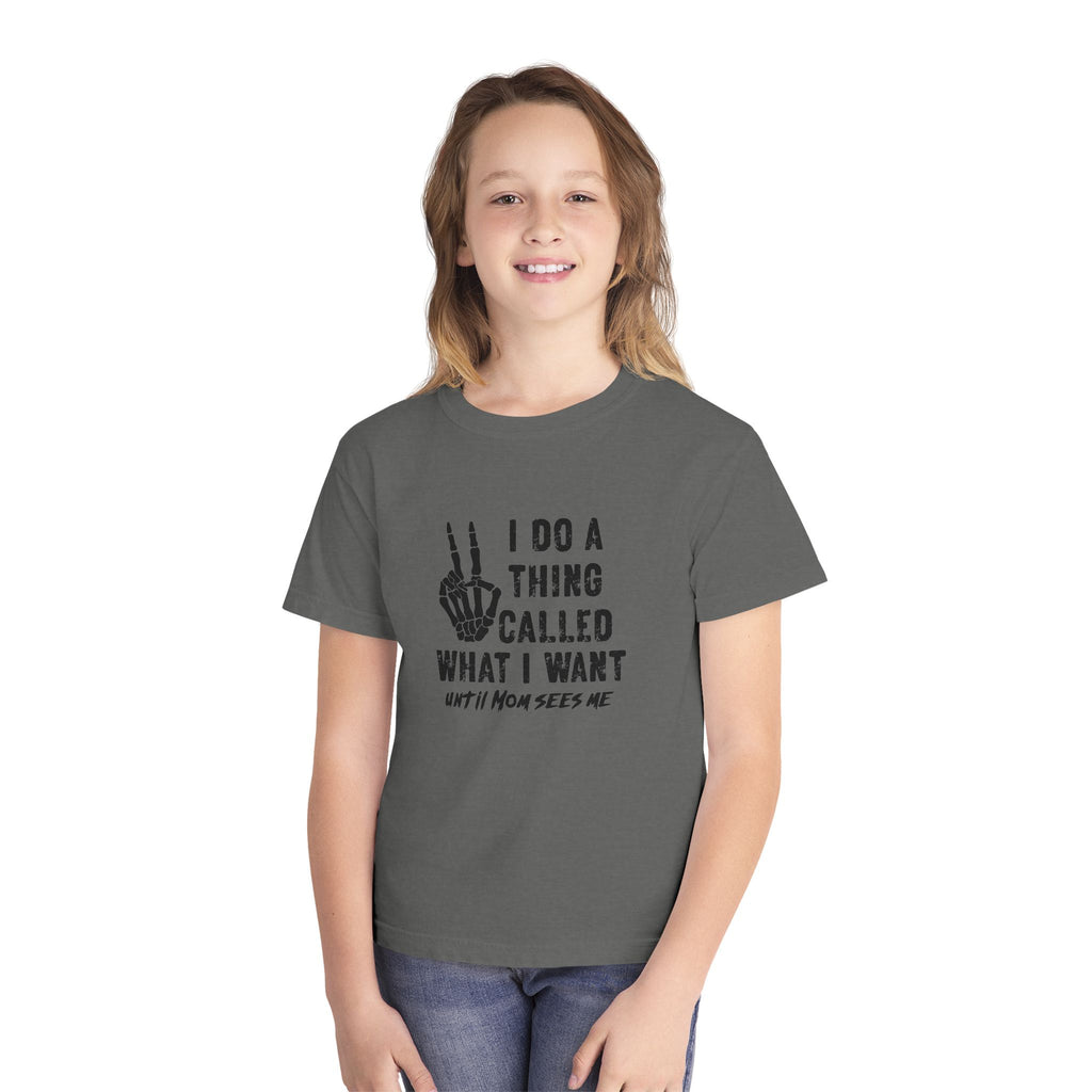 Youth Tee - "I Do A Thing Called What I Want" Skeleton Peace Sign Graphic