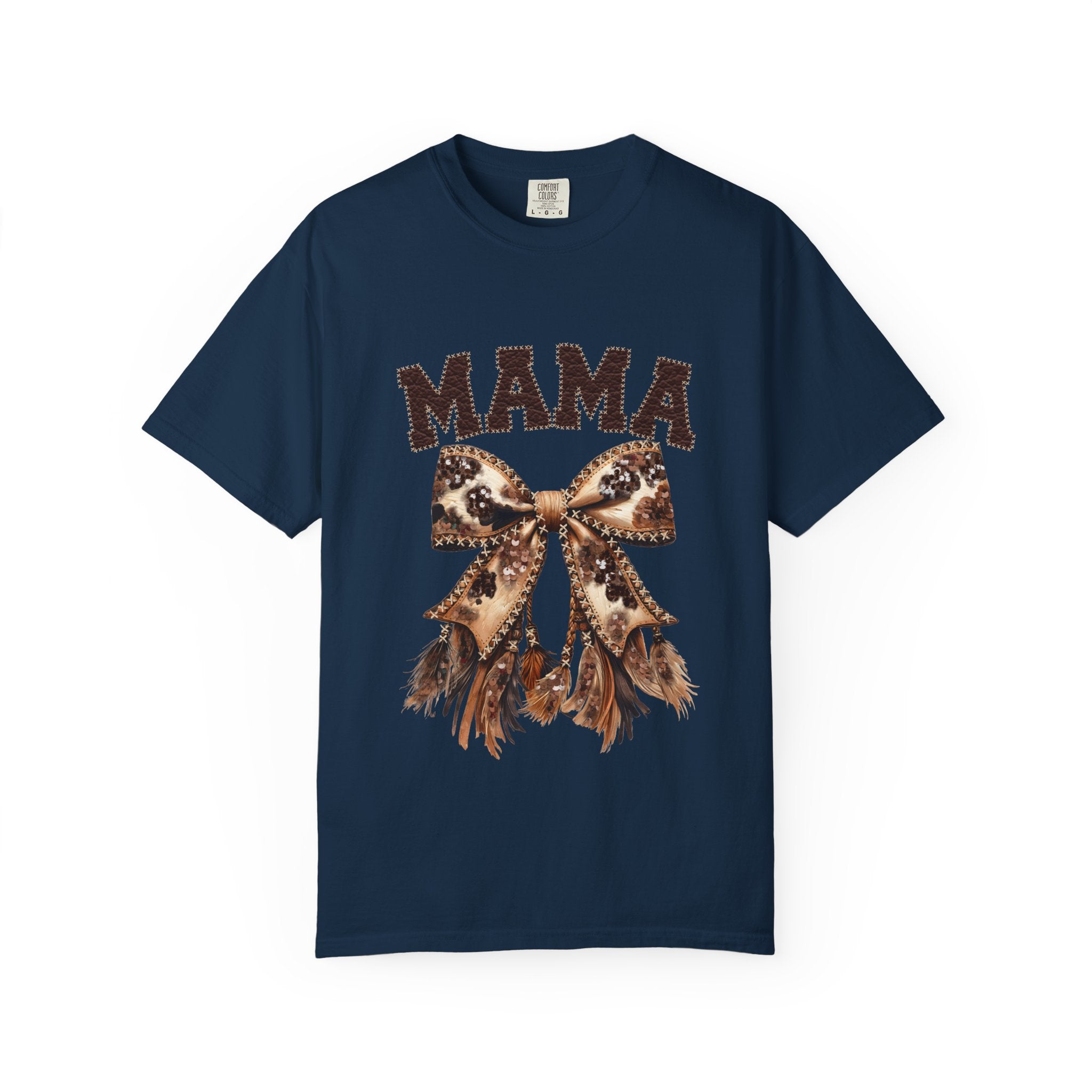 Mama Leopard Bow T‑Shirt – Floral Fringe Mom Tee