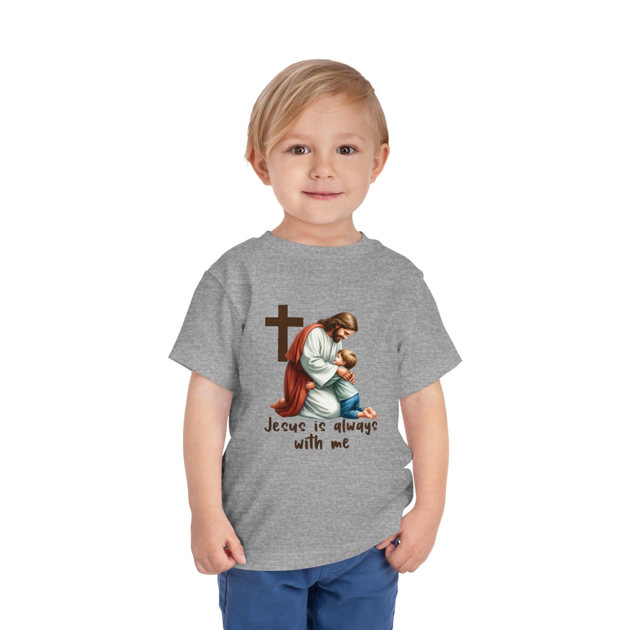 Toddler Tee — "Jesus Is Always With Me" Religious Baby T‑Shirt