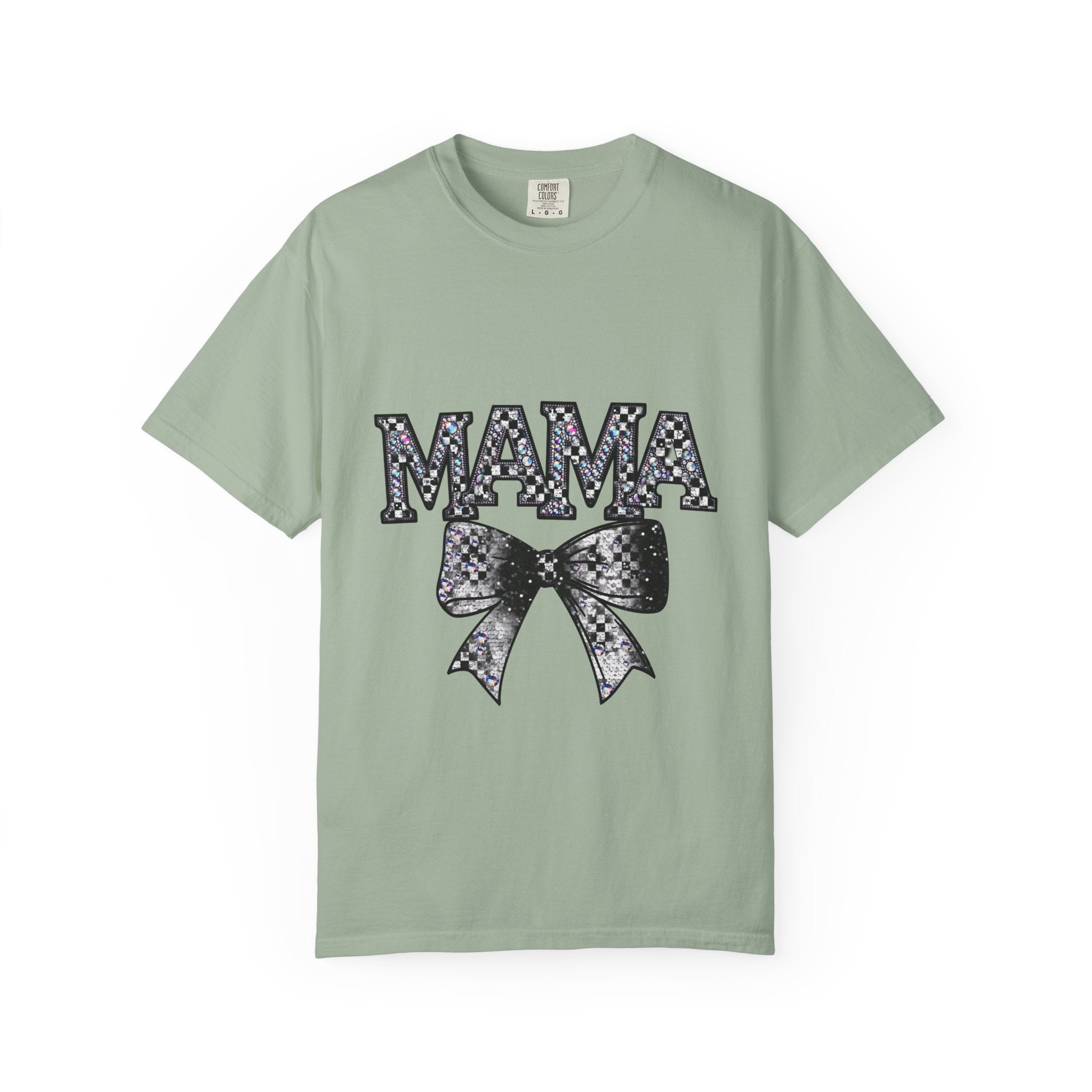 Mama Bow T-Shirt — Glitter Leopard Print "MAMA" Graphic Tee