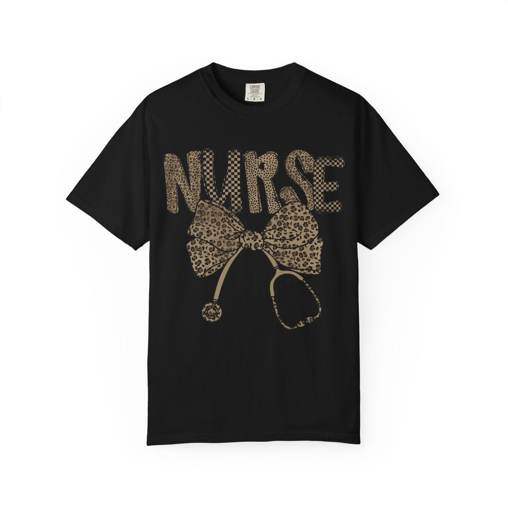 Nurse Leopard Print Stethoscope T-Shirt