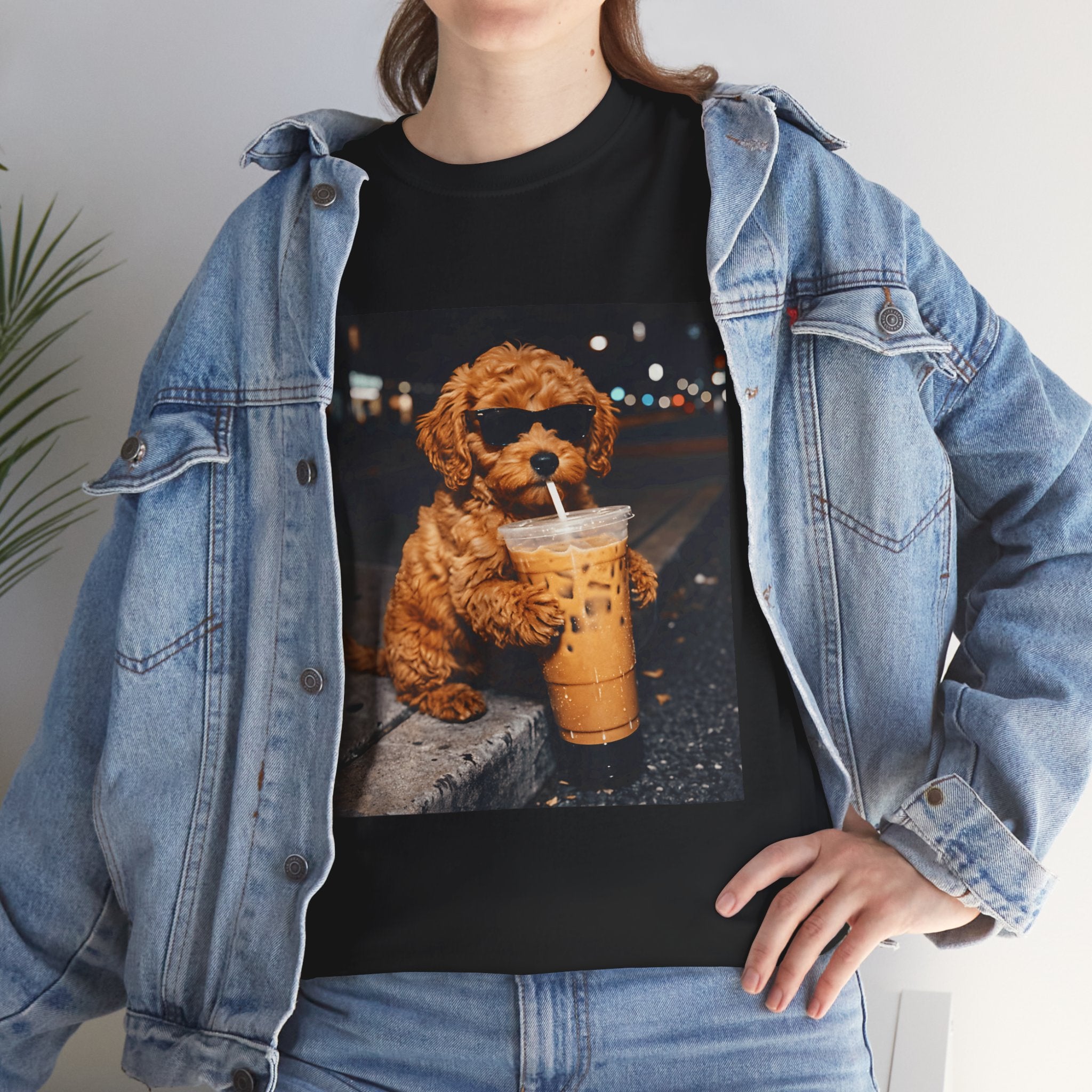 Puppy Drinking Iced Coffee T-Shirt
