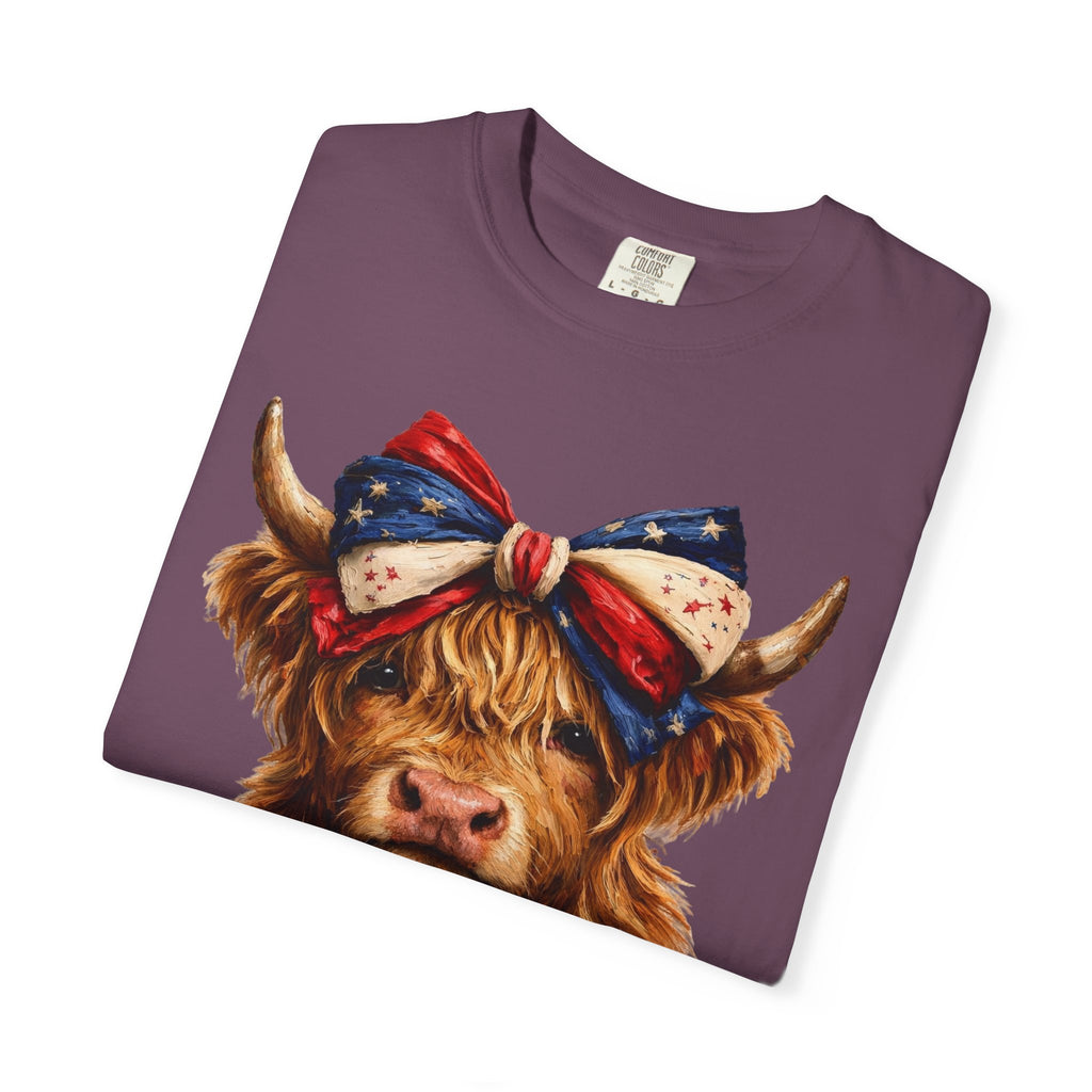 Highland Cow Tee — Patriotic Bandana Cow Graphic T-Shirt