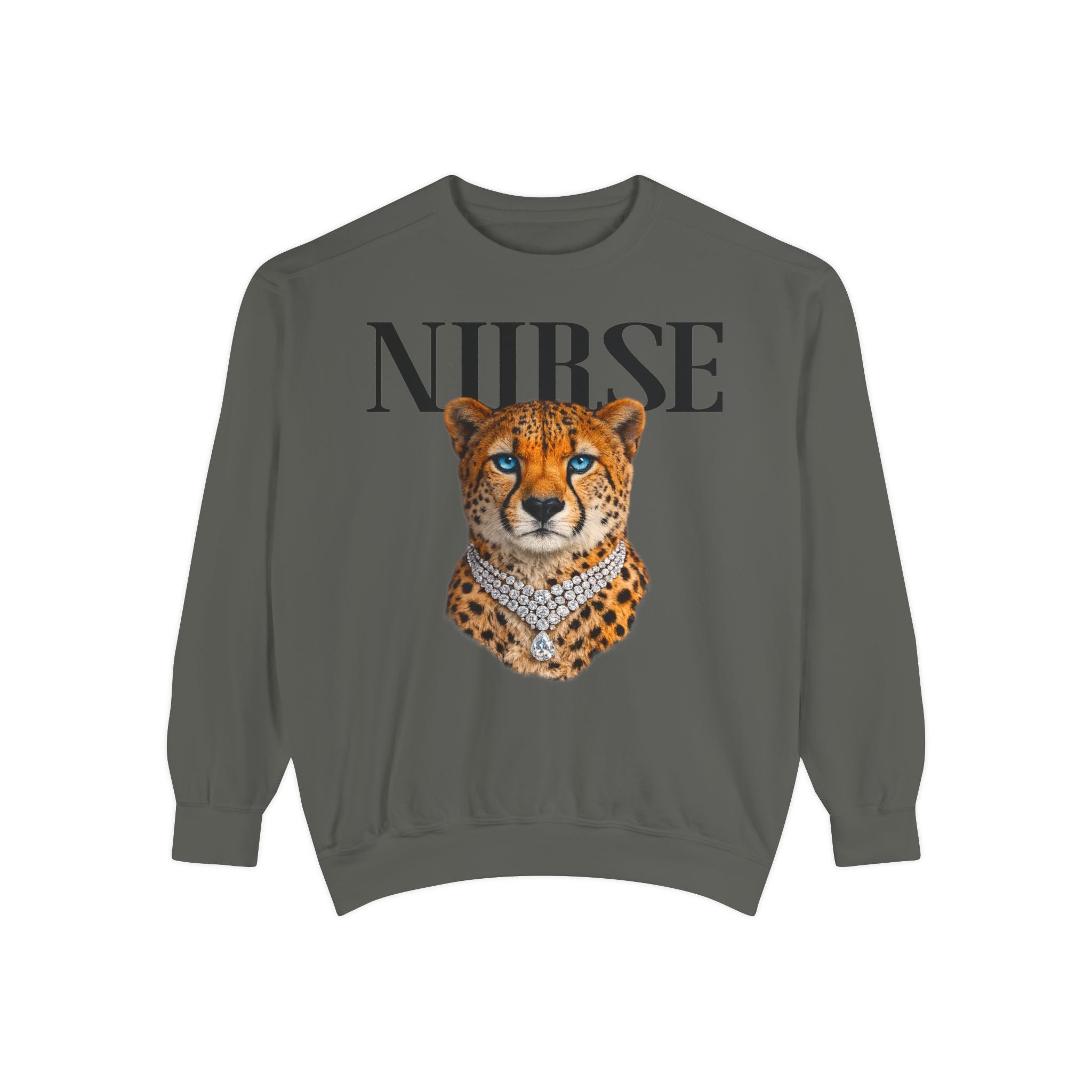Nurse Cheetah Crewneck Sweatshirt — Fierce Nursing Pride Pullover