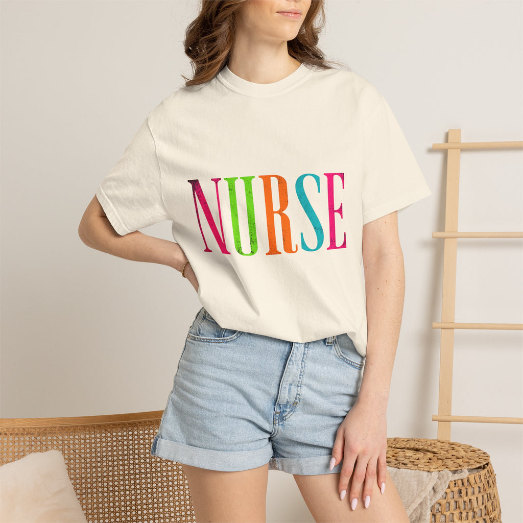 NURSE Colorblock Tee — Bright Multicolor Nurse T-Shirt for Healthcare Heroes