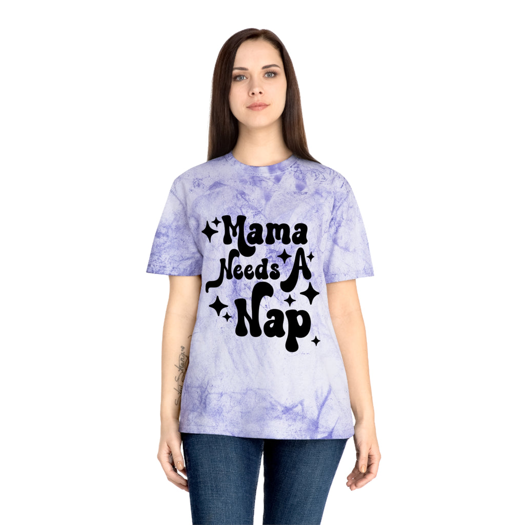 Mama Needs A Nap T‑Shirt — Retro Mom Graphic Tee (Tie‑Dye Look)