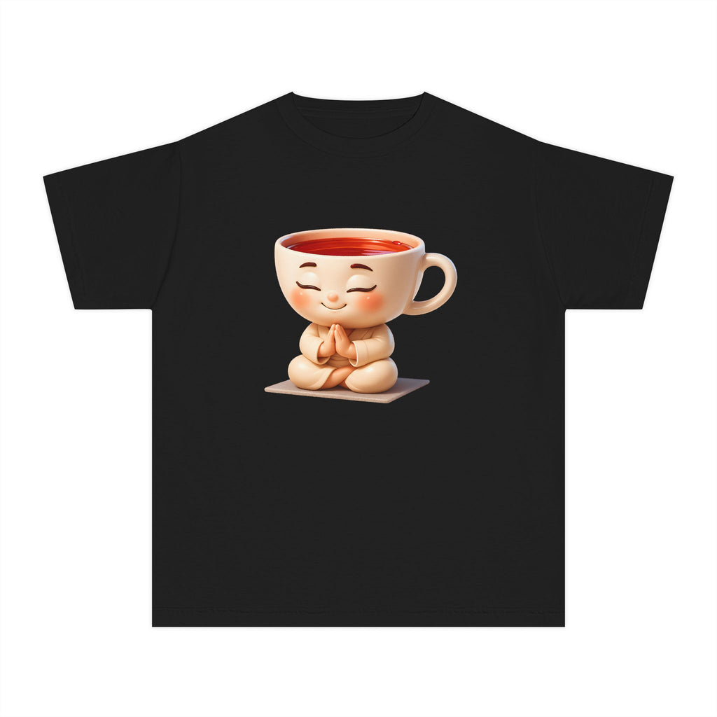 Youth Tee — Cute Meditating Teacup Cartoon Shirt for Kids