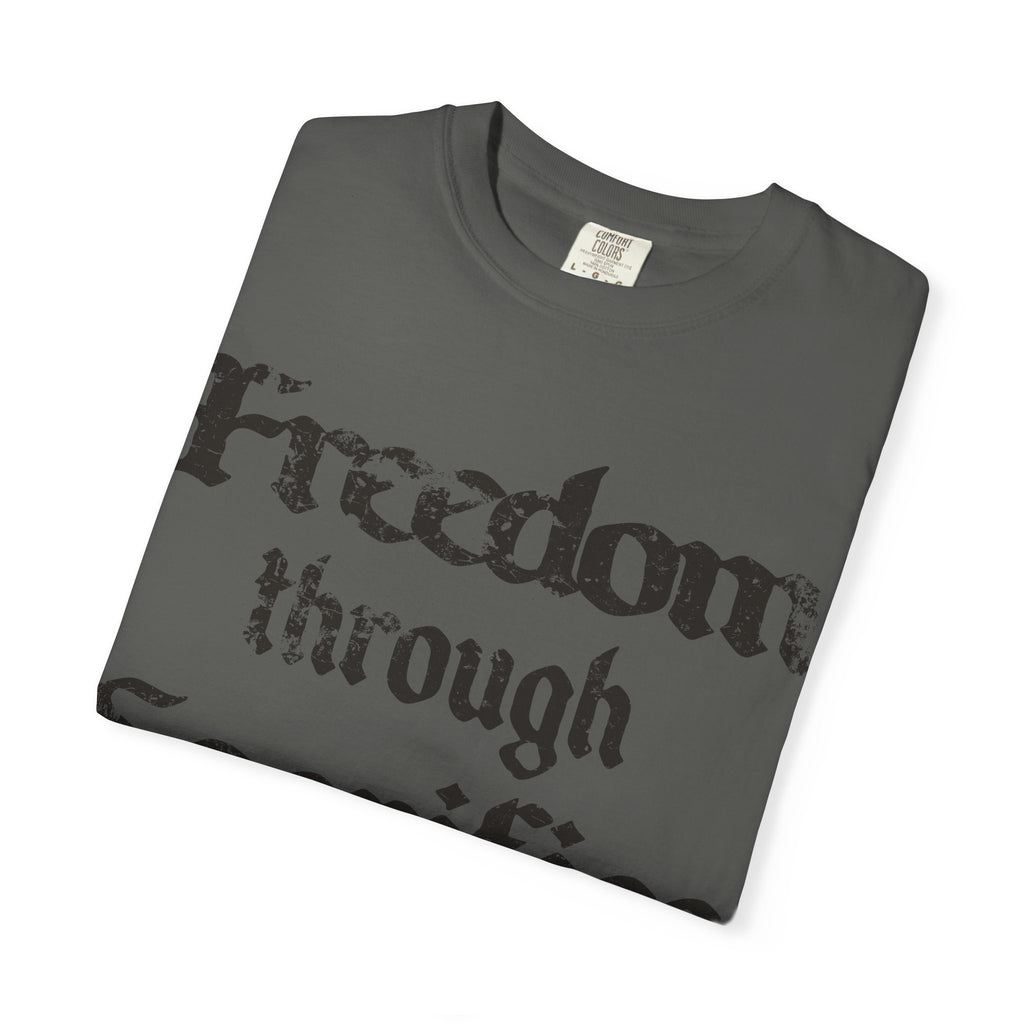 Freedom Through Sacrifice T-Shirt — Vintage Gothic Military Patriotic Tee
