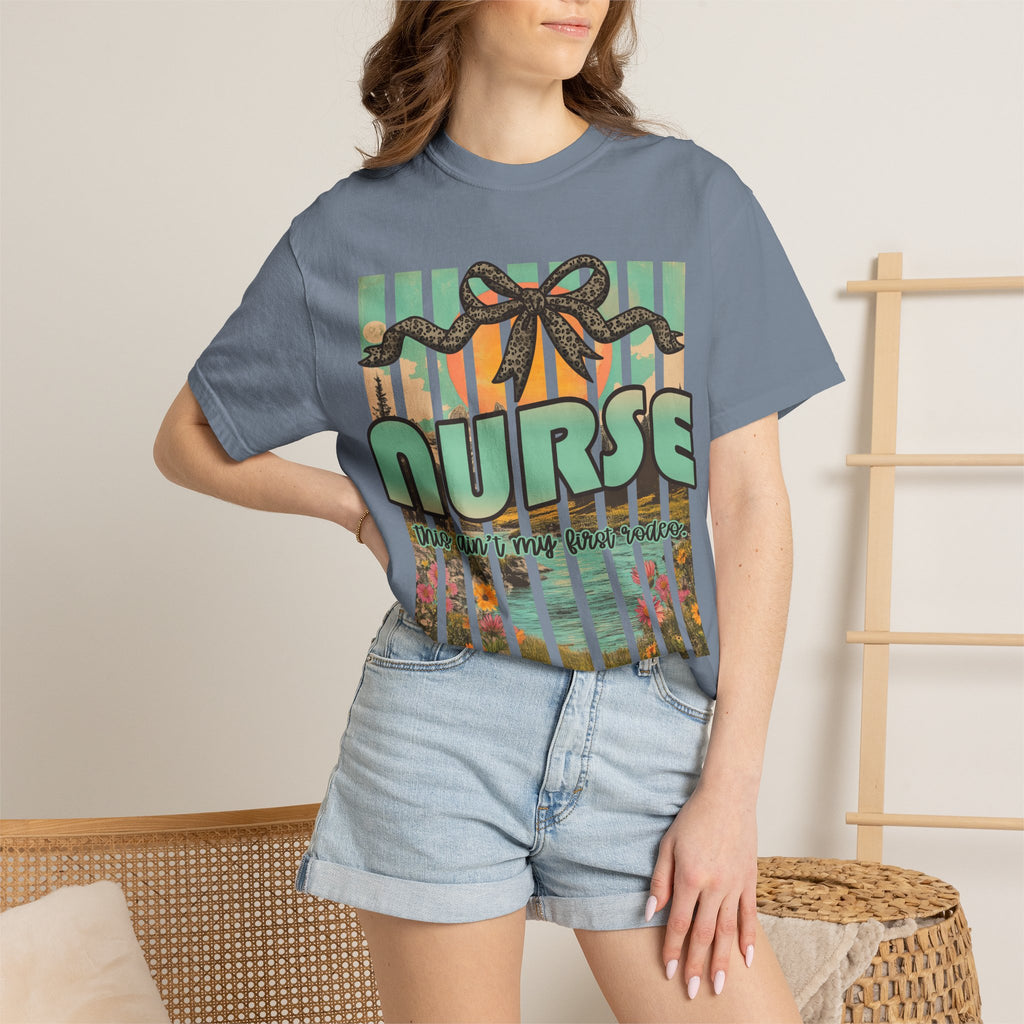 Nurse Floral Ribbon Graphic T-Shirt
