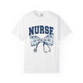 Nurse Bow Tie T‑Shirt – Floral Stethoscope Graphic Tee for Nurses