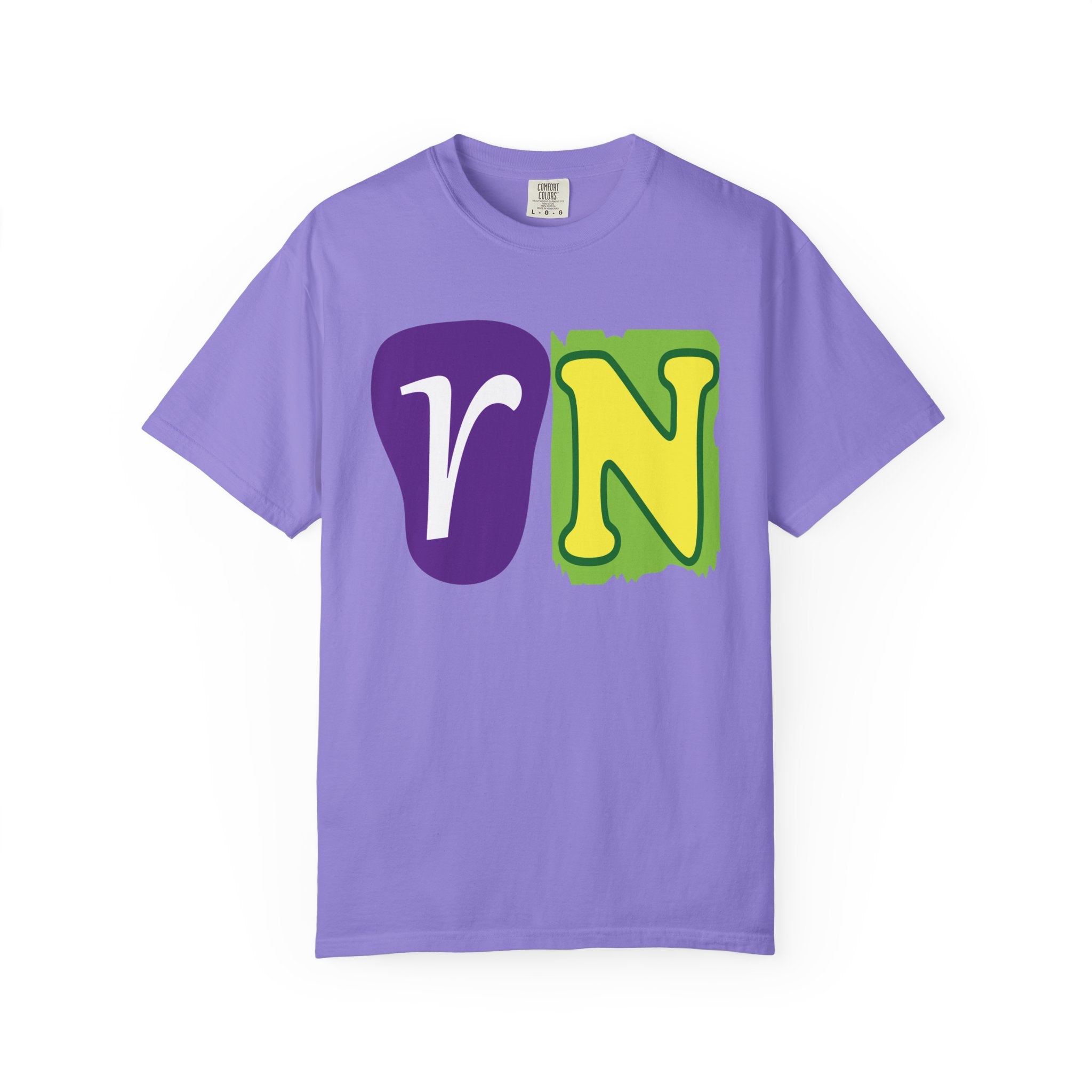 RN Block Letter T-Shirt — Playful Color-Block Initial Tee