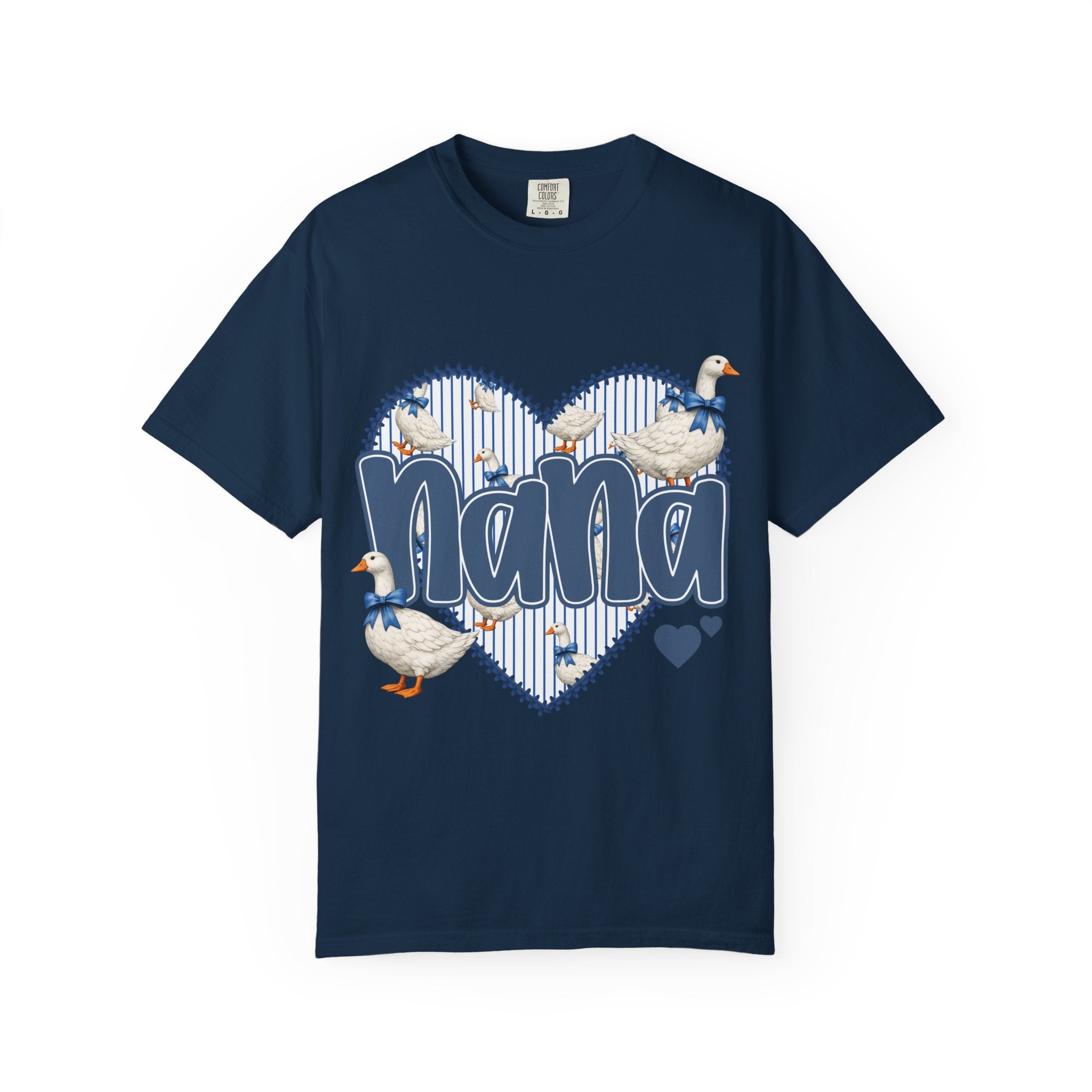 Nana Goose Heart T-Shirt — Cute Grandma Gift, ‘Nana’ Script with Geese