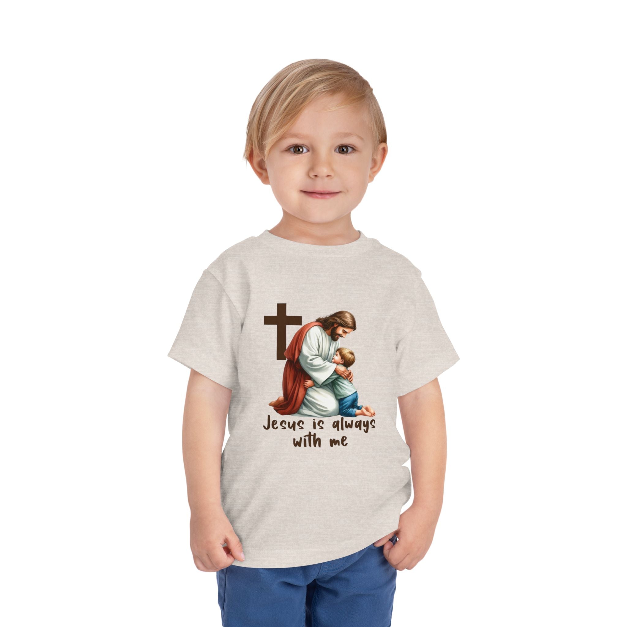 Toddler Tee — "Jesus Is Always With Me" Religious Baby T‑Shirt